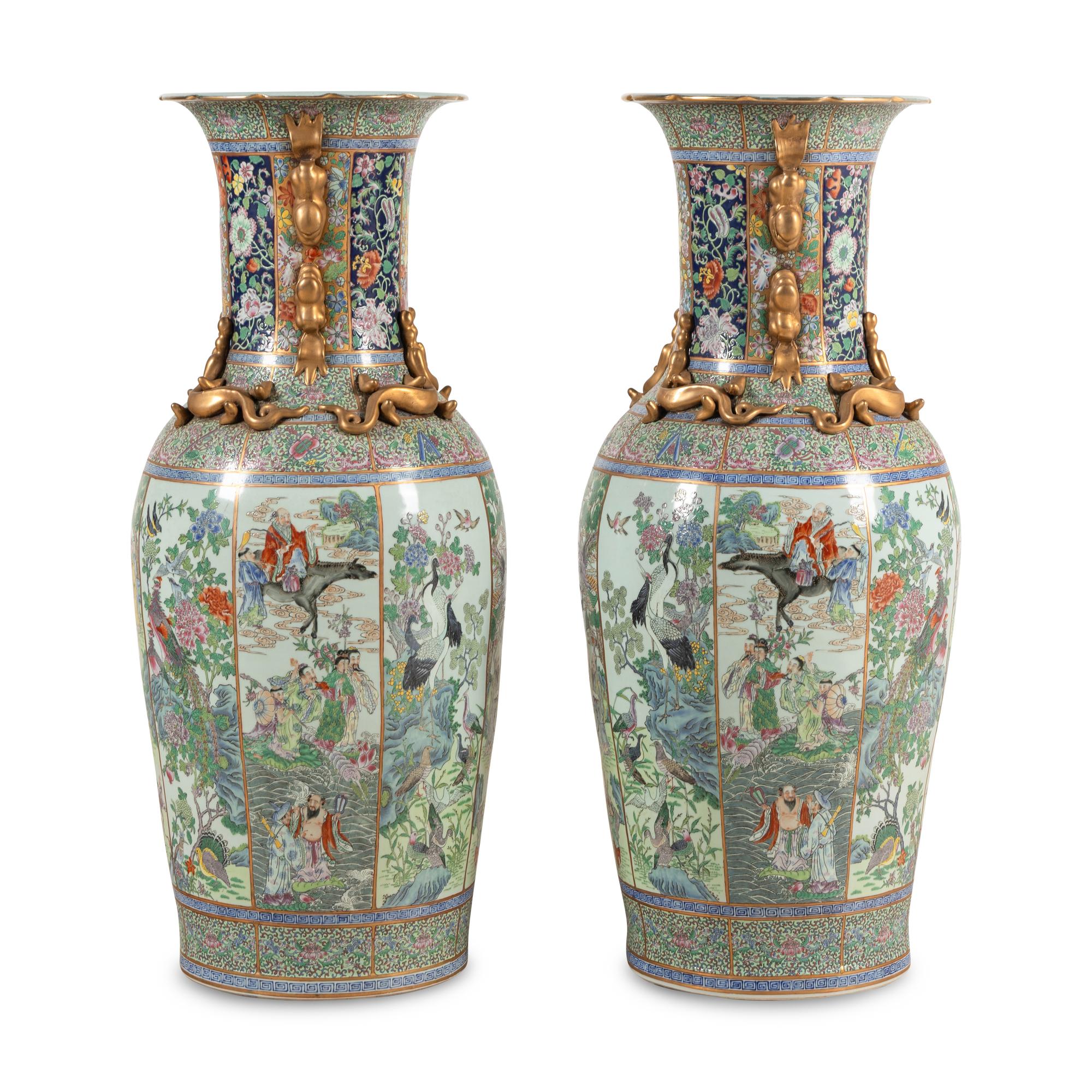 A Pair of Japanese Porcelain Floor Vases