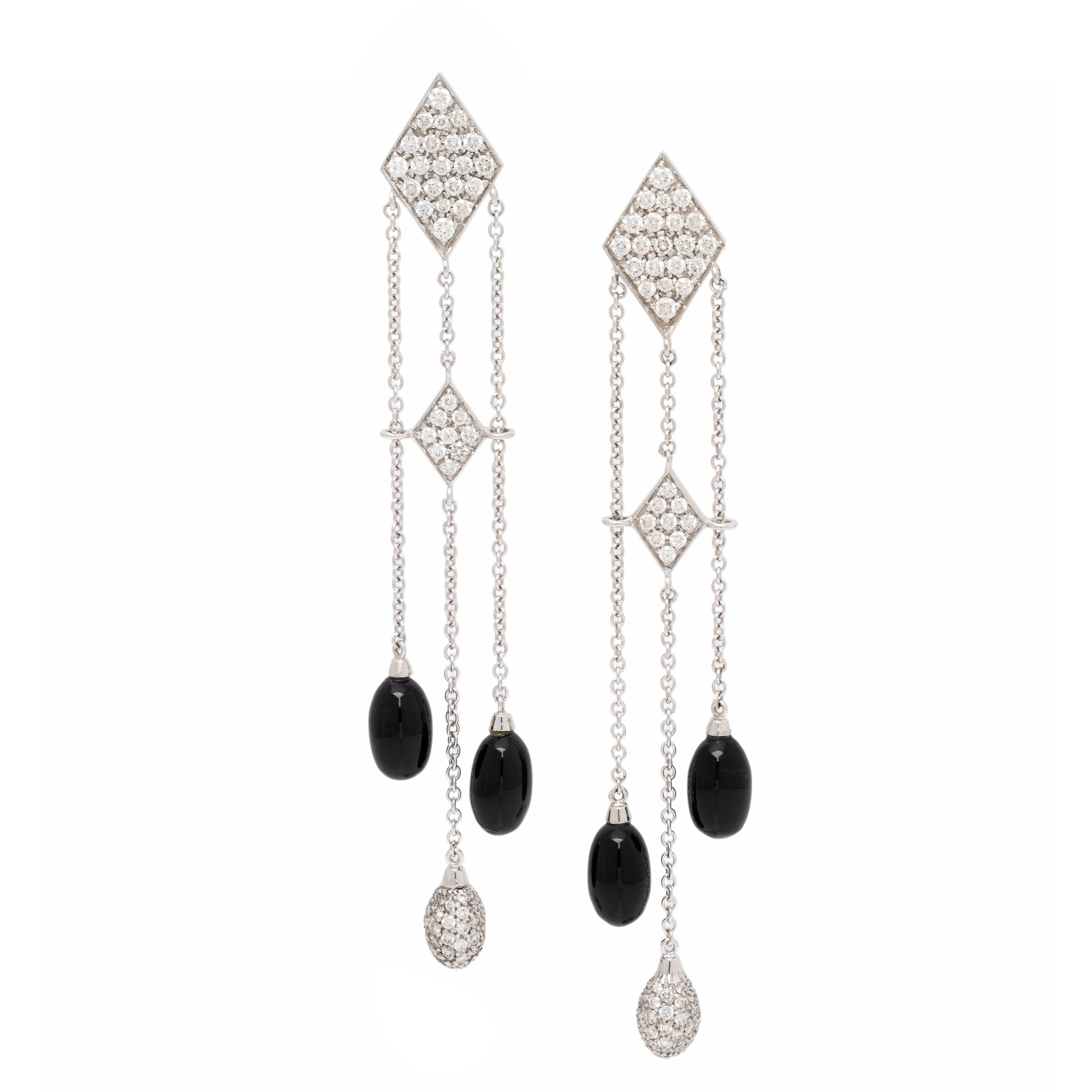 Luca Carati, Diamond, Onyx, and White Gold Earrings