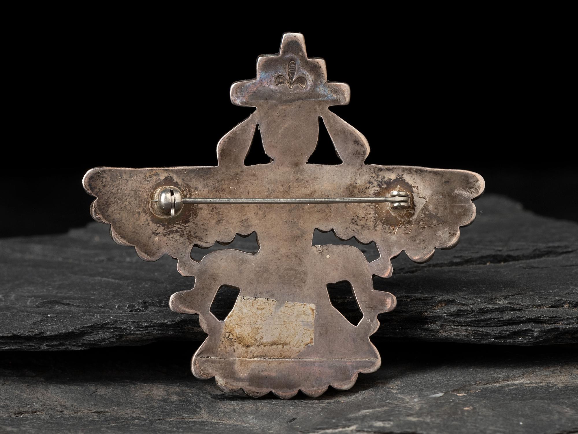 Silver and Channel Inlay Knifewing Pin/Brooch