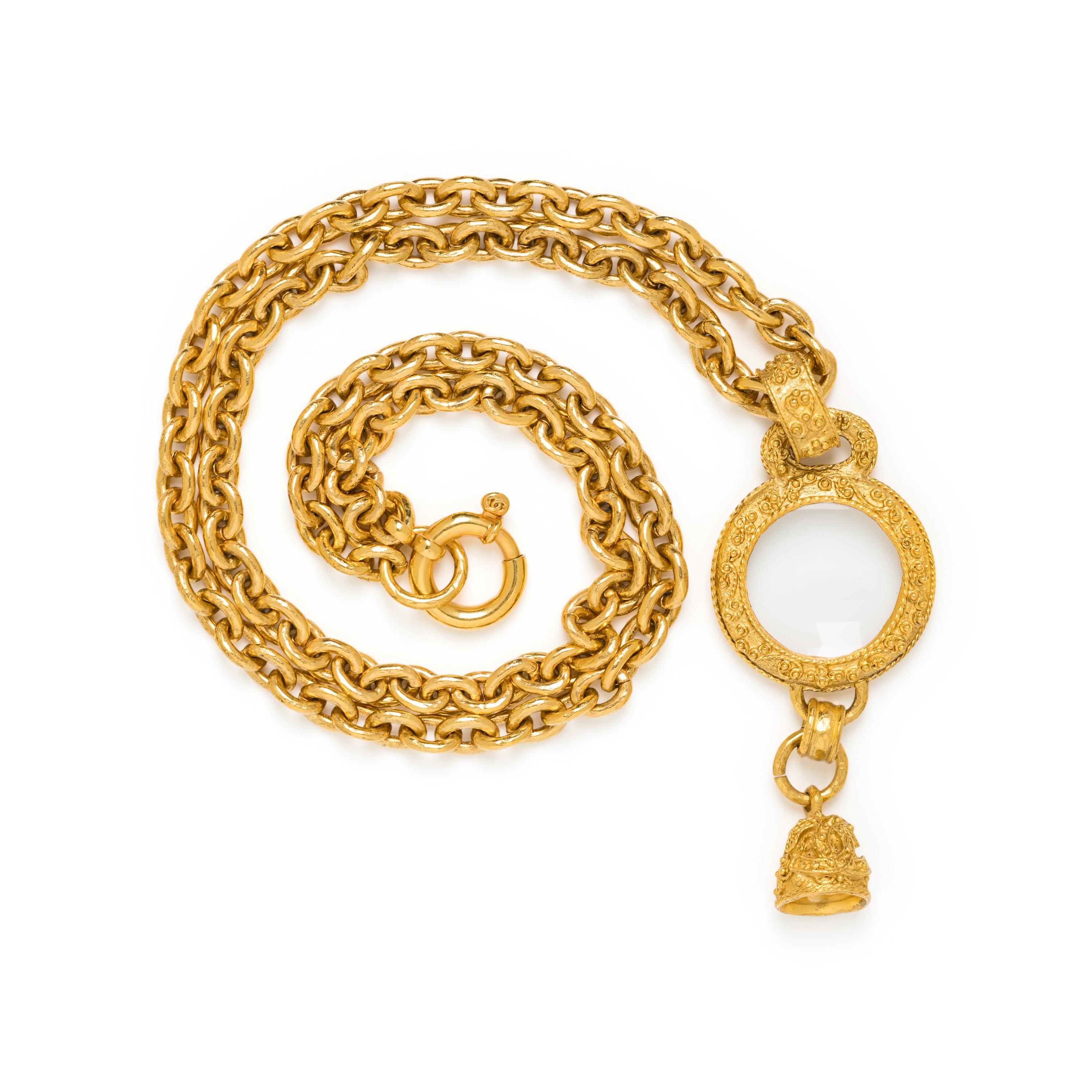 Chanel, Magnifying Glass & Bell Charm Pendant Necklace