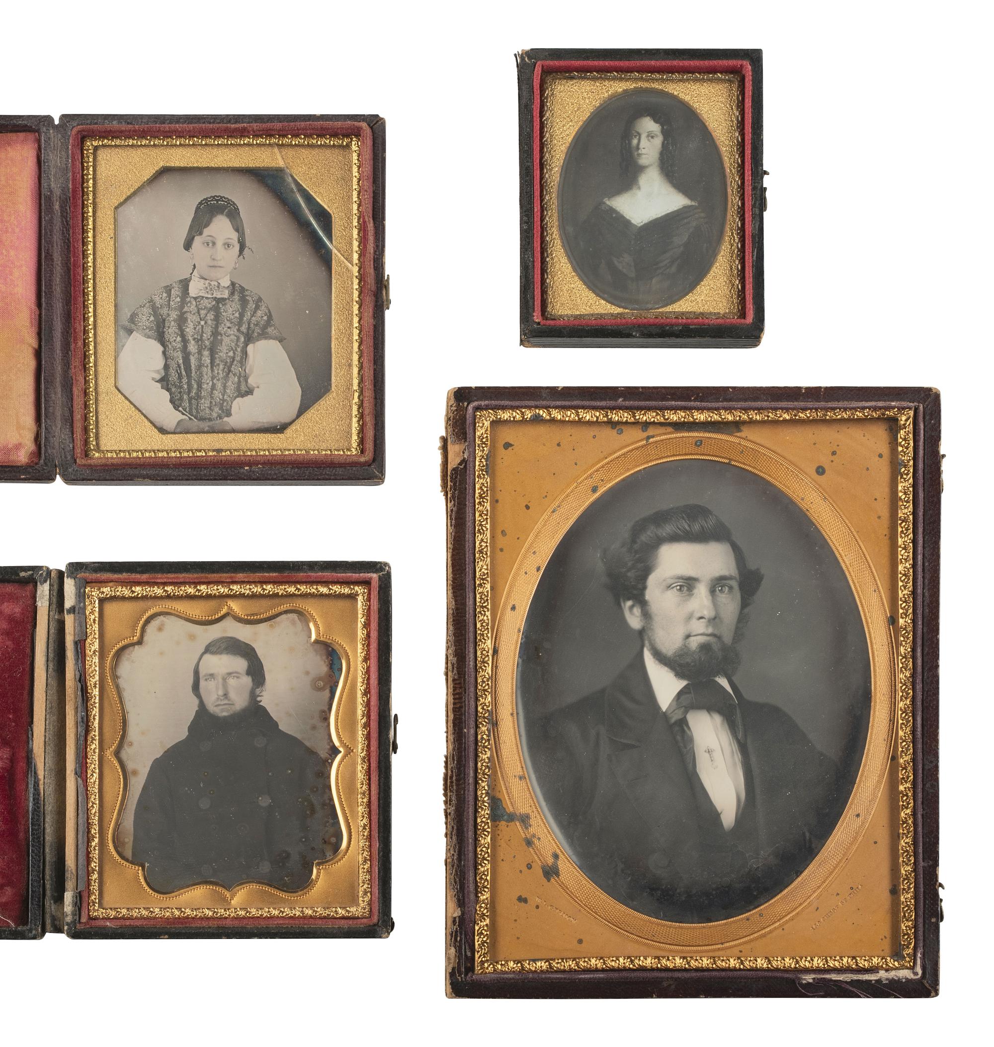[EARLY PHOTOGRAPHY]. 18 assorted daguerreotypes incl. half plate examples by GERMON and WHITEHURST.