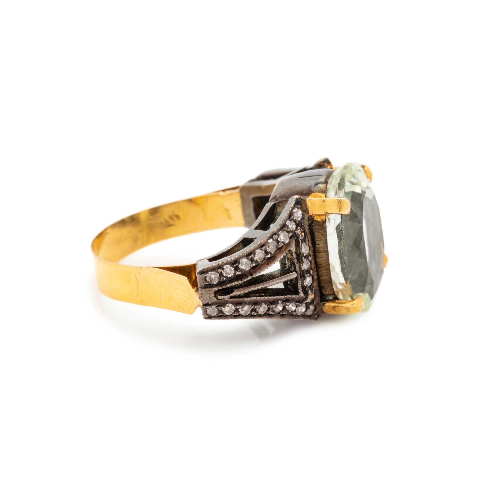 TOURMALINE AND COLORED DIAMOND RING