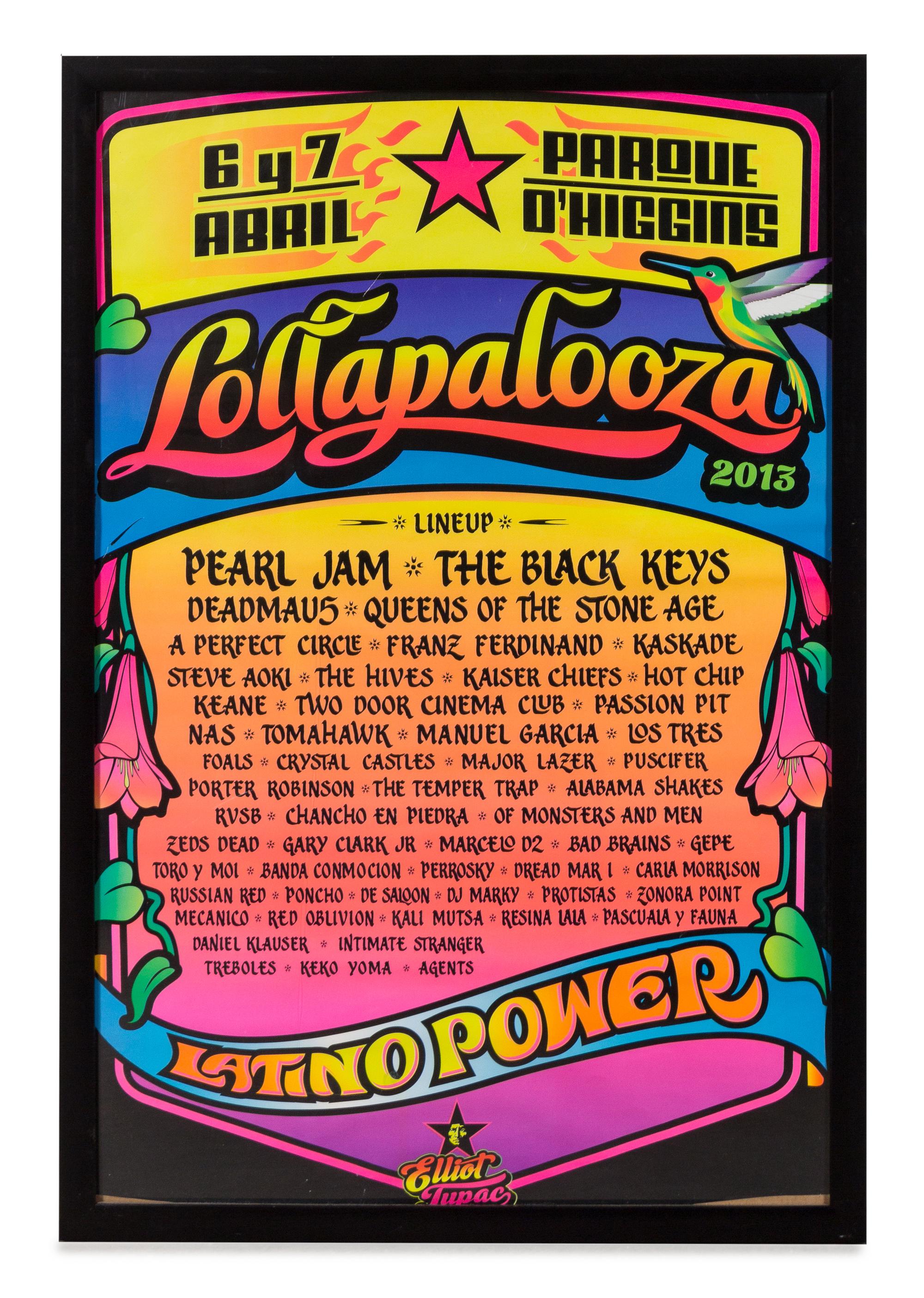 A 2013 Lollapalooza Concert Poster 29 1/4 x 19 1/4 inches visible.