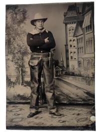 [WESTERN AMERICANA]. A group of 5 photographs of western subjects, incl. tintype and stereoviews of cowboys.