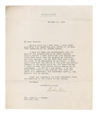 WILSON, Woodrow (1856-1924). Two autograph letters signed, as President, to Senator James A. O'Gorman, 20 April and 5 May 1913, regarding the appointment of the Collector of the Port of New York, comprising: