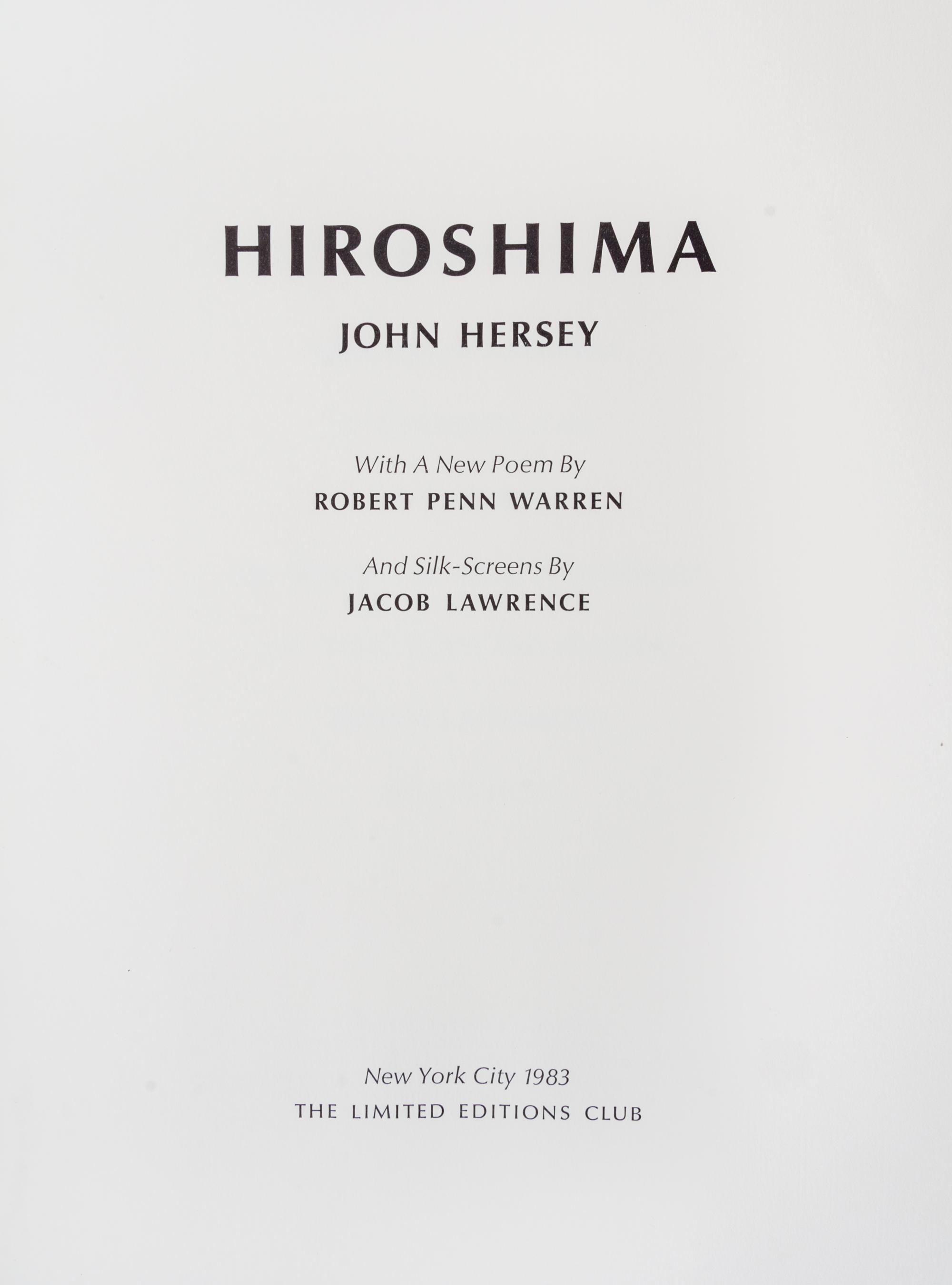 (LEC; LAWRENCE, JACOB) HERSHEY, JOHN. Hiroshima. New York, 1983. Limited. Signed by Warren, Hershey and Robert Penn Warren.