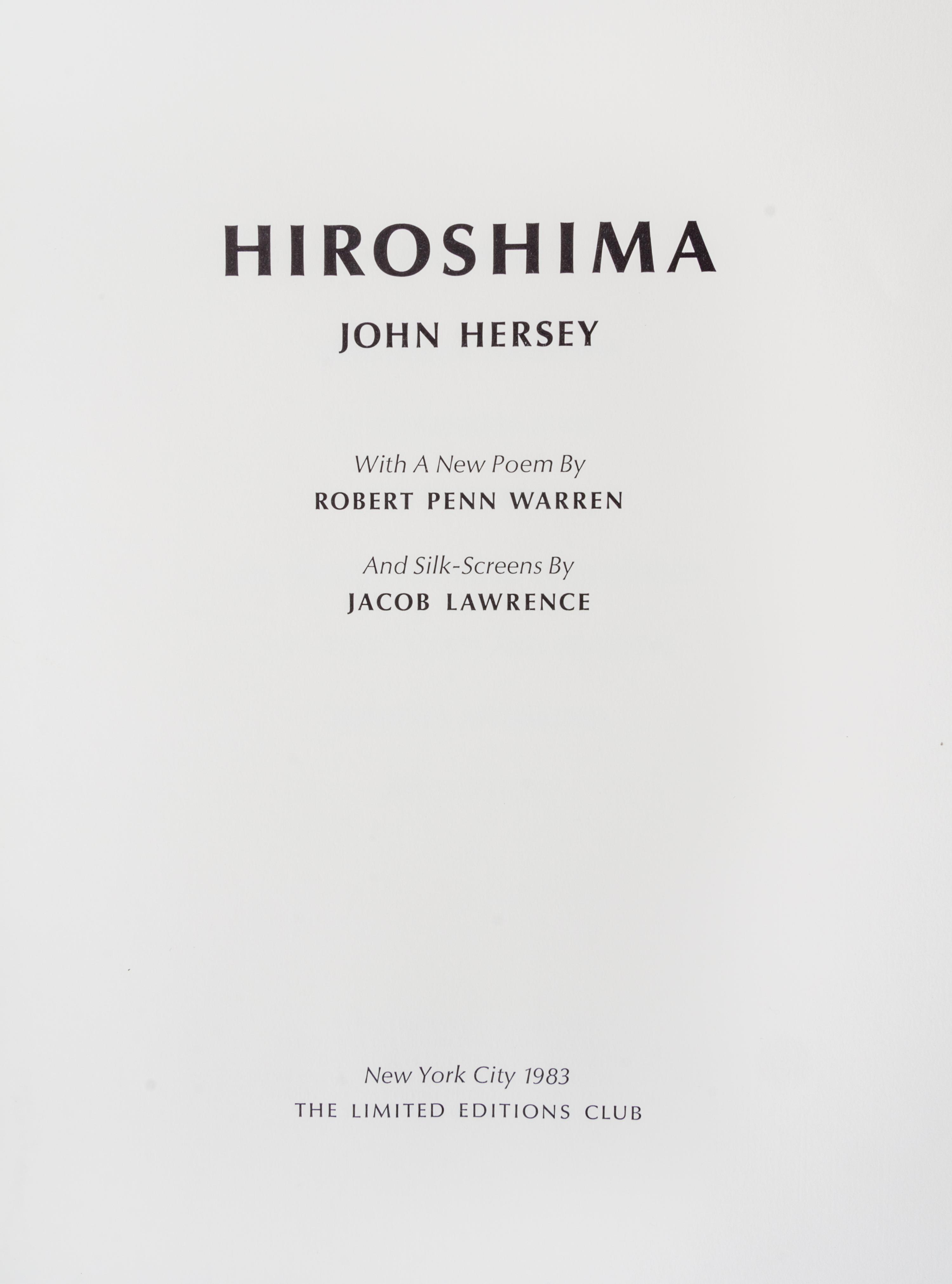 (LEC; LAWRENCE, JACOB) HERSHEY, JOHN. Hiroshima. New York, 1983. Limited. Signed by Warren, Hershey and Robert Penn Warren.