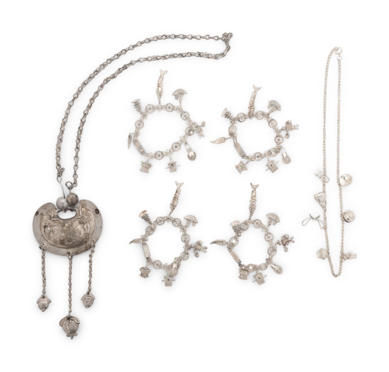 Six Chinese Silver Jewelry