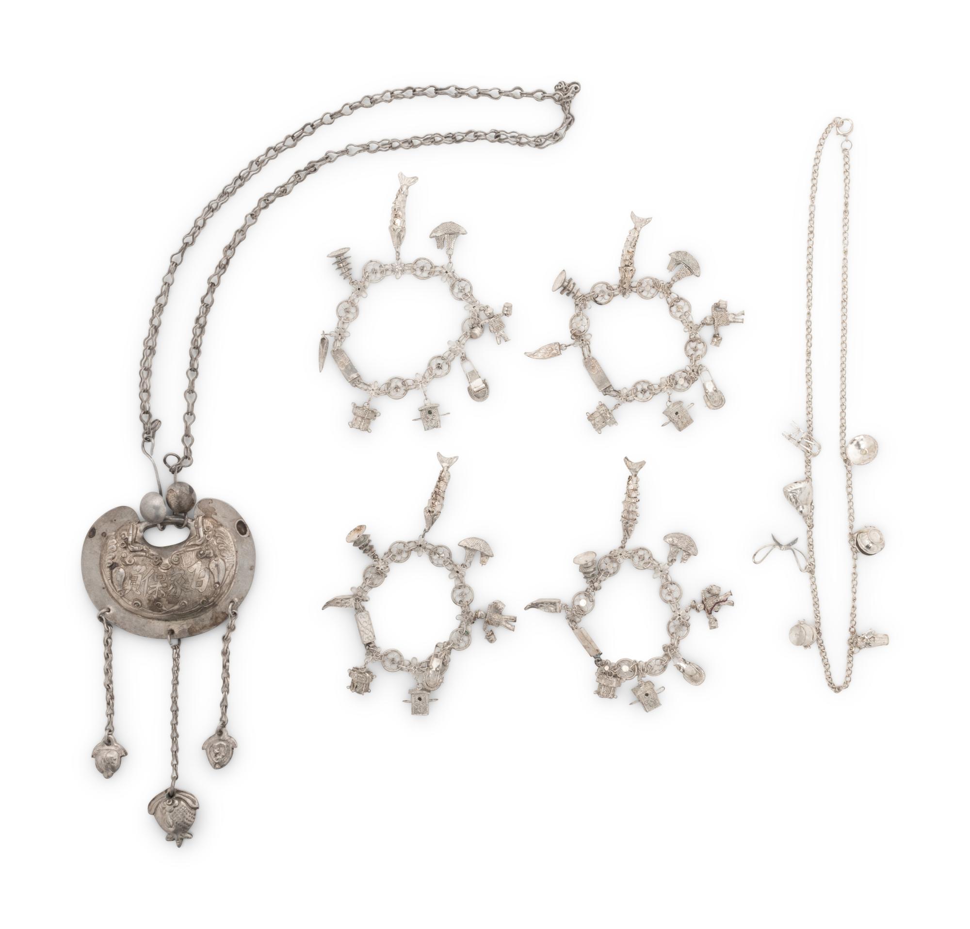 Six Chinese Silver Jewelry