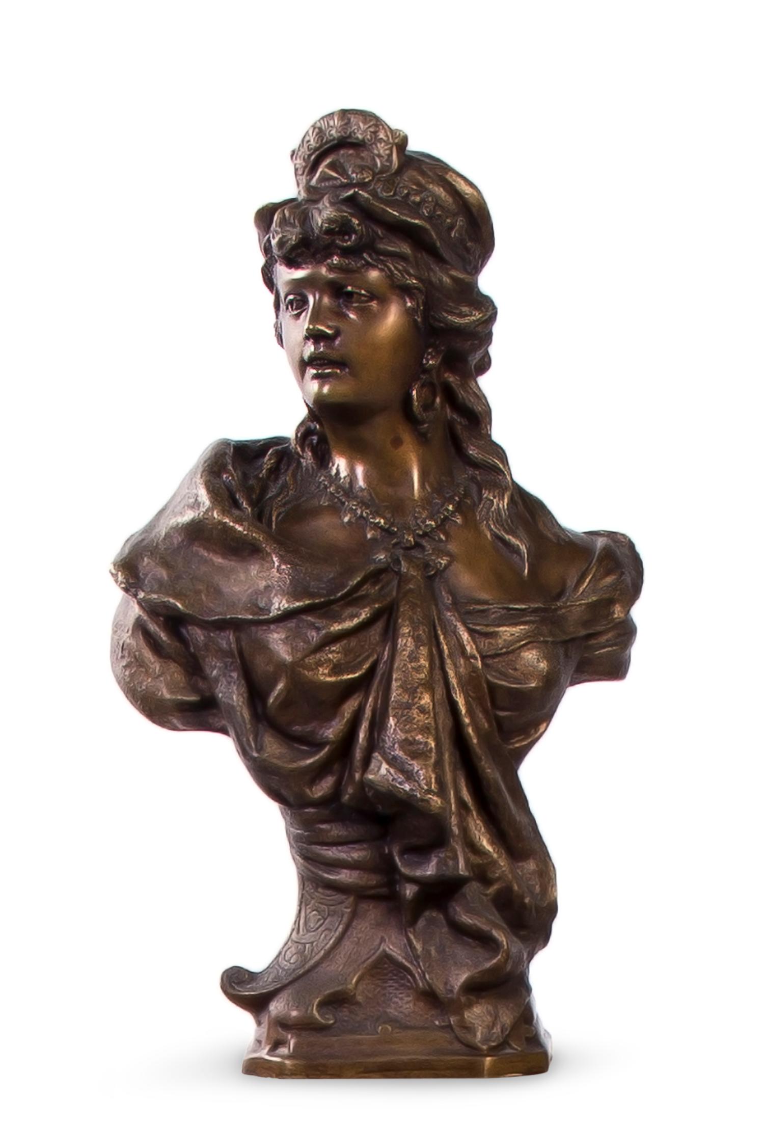 A Continental Bronze Bust, Height of bronze 19 inches.