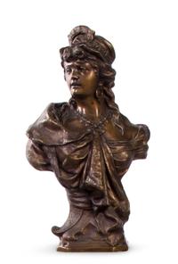 A Continental Bronze Bust, Height of bronze 19 inches.