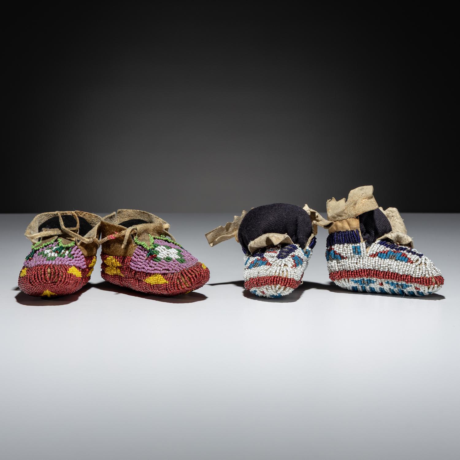 Plains Child's Fully Beaded Hide Moccasins