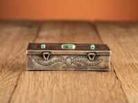 Navajo Heavily Stamped Whimsical Silver Box, with Turquoise Inlay