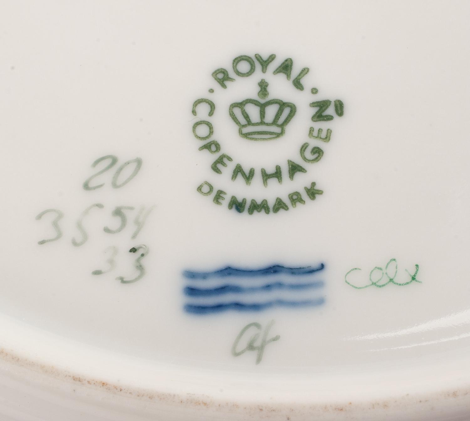 A Set of Twelve Royal Copenhagen Flora Danica Salad Plates Diameter 9 inches. — CIRCA 1979-1983