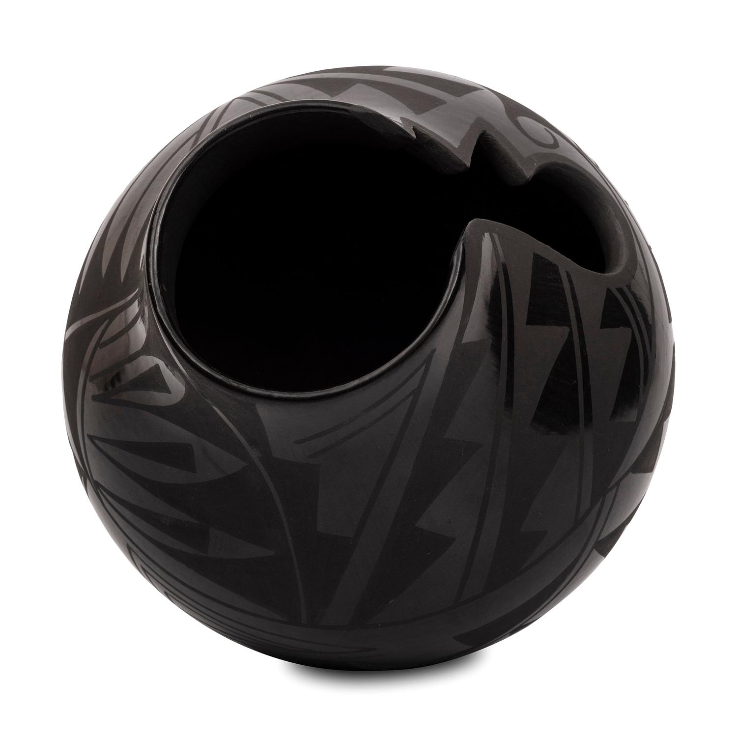 Blackware Pottery Vase, with Cutout