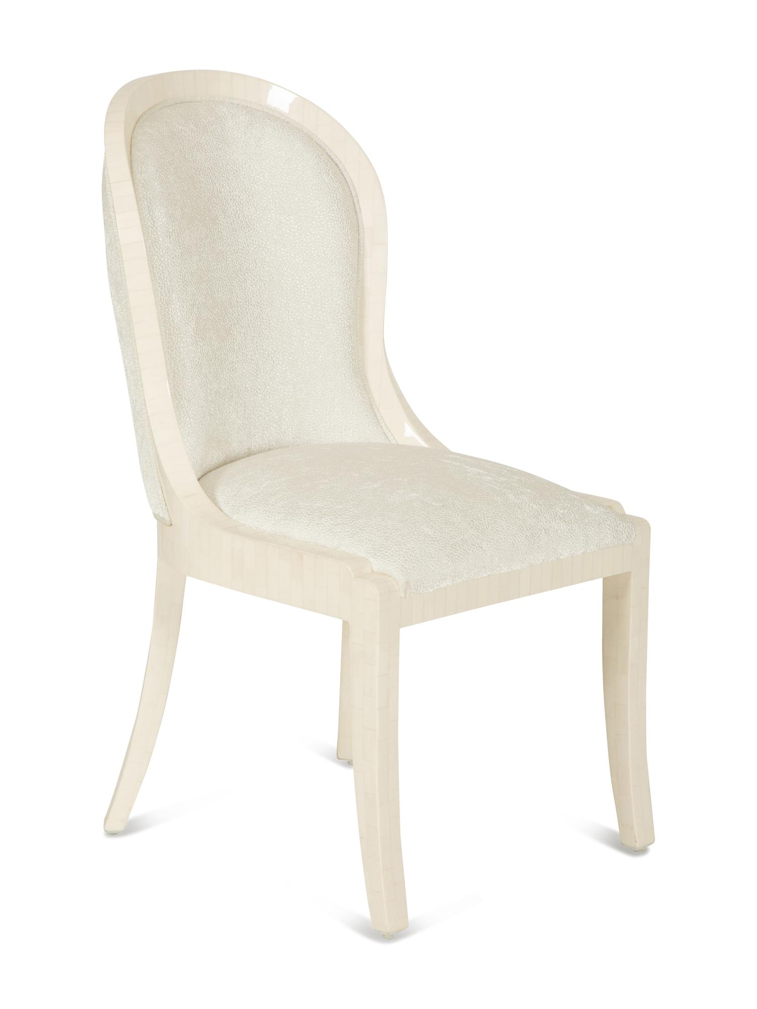 A Vintage Bone Upholstered Side Chair