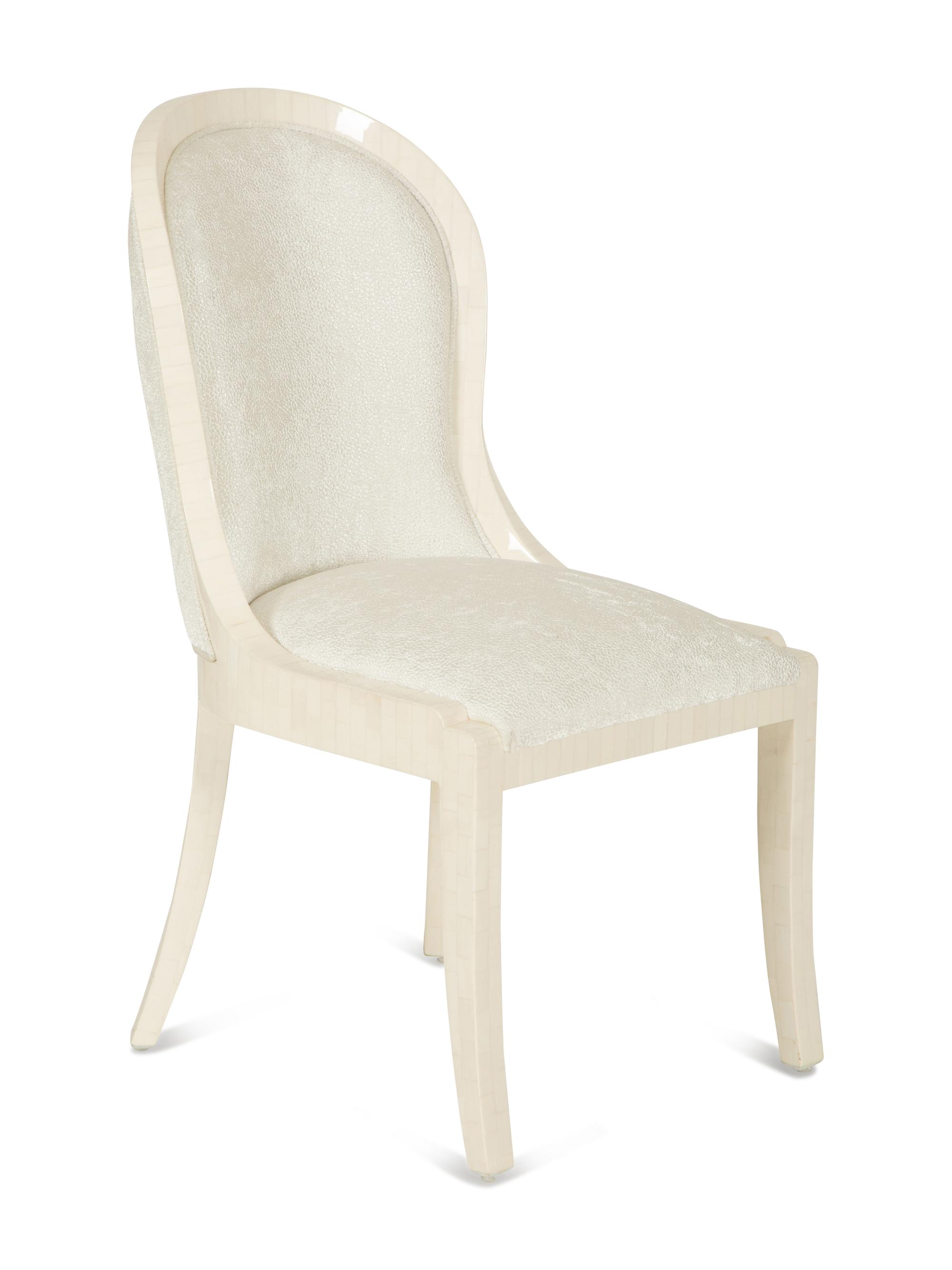 A Vintage Bone Upholstered Side Chair