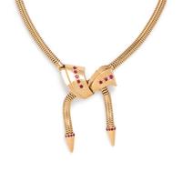 RETRO, YELLOW GOLD AND SYNTHETIC RUBY SET