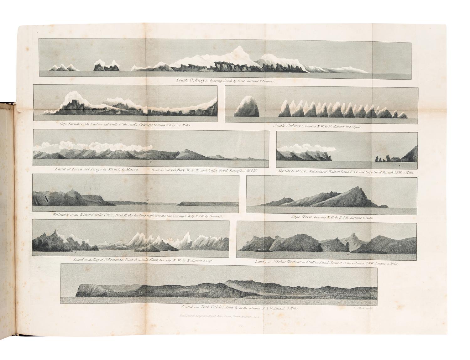 WEDDELL, James (1787-1834). Voyage Towards the South Pole, Performed in the Years 1822-24. With Observations on the Probability of Reaching the South Pole, and an Account of a Second Voyage Performed by the Beaufoy, Captain Brisbane, to the Same Seas . London: A. & R. Spottiswoode for Longman, Rees, Orme, Brown and Green, 1827.