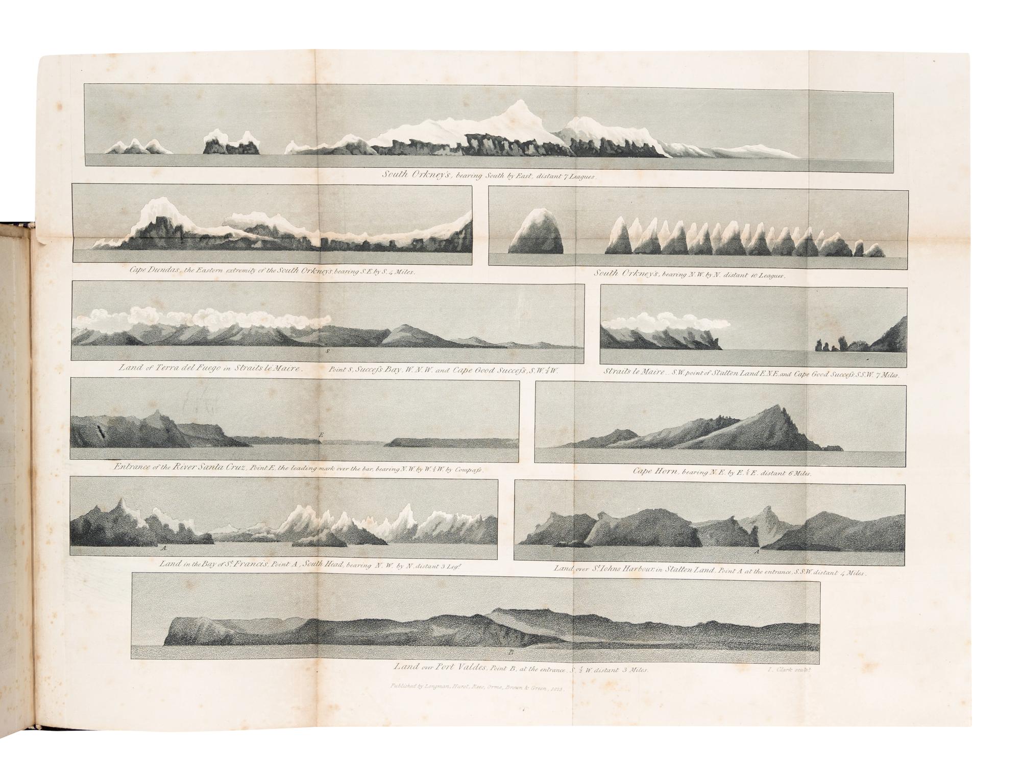 WEDDELL, James (1787-1834). Voyage Towards the South Pole, Performed in the Years 1822-24. With Observations on the Probability of Reaching the South Pole, and an Account of a Second Voyage Performed by the Beaufoy, Captain Brisbane, to the Same Seas . London: A. & R. Spottiswoode for Longman, Rees, Orme, Brown and Green, 1827.