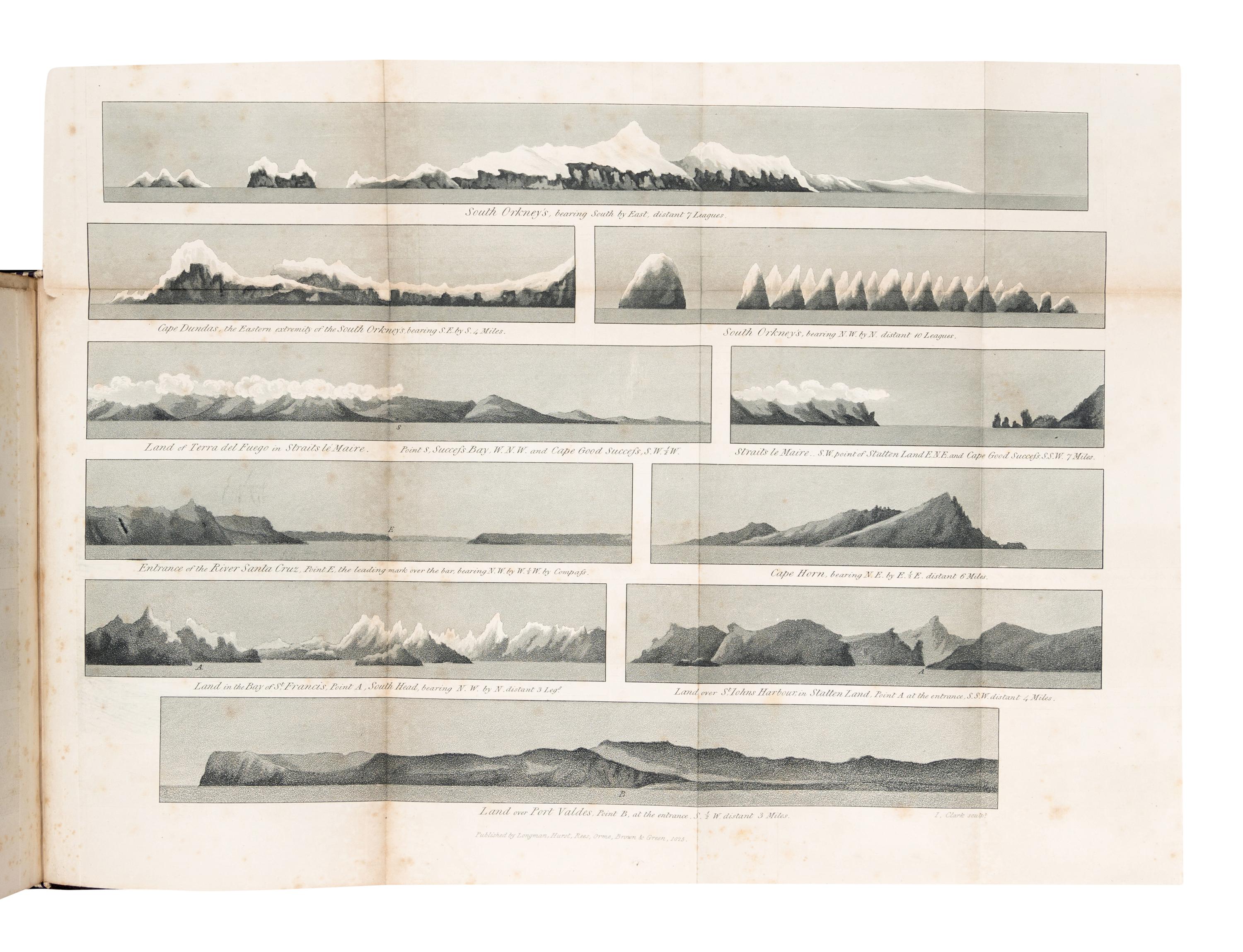 WEDDELL, James (1787-1834). Voyage Towards the South Pole, Performed in the Years 1822-24. With Observations on the Probability of Reaching the South Pole, and an Account of a Second Voyage Performed by the Beaufoy, Captain Brisbane, to the Same Seas . London: A. & R. Spottiswoode for Longman, Rees, Orme, Brown and Green, 1827.