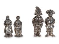 Two Pairs of Silver Figural Salt and Pepper Shakers