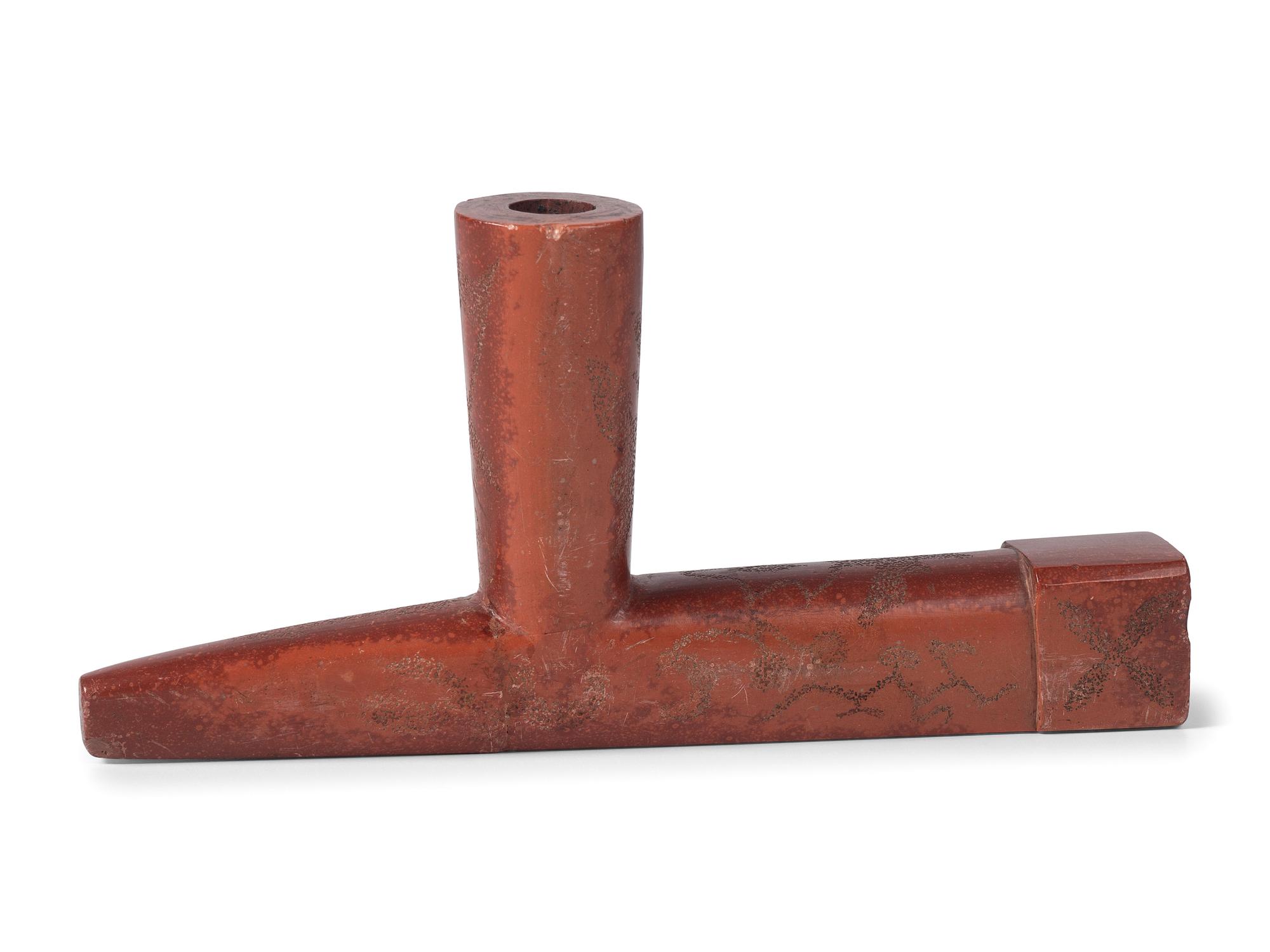 Great Lakes Catlinite Pipe Bowl, with Stippled Decorations