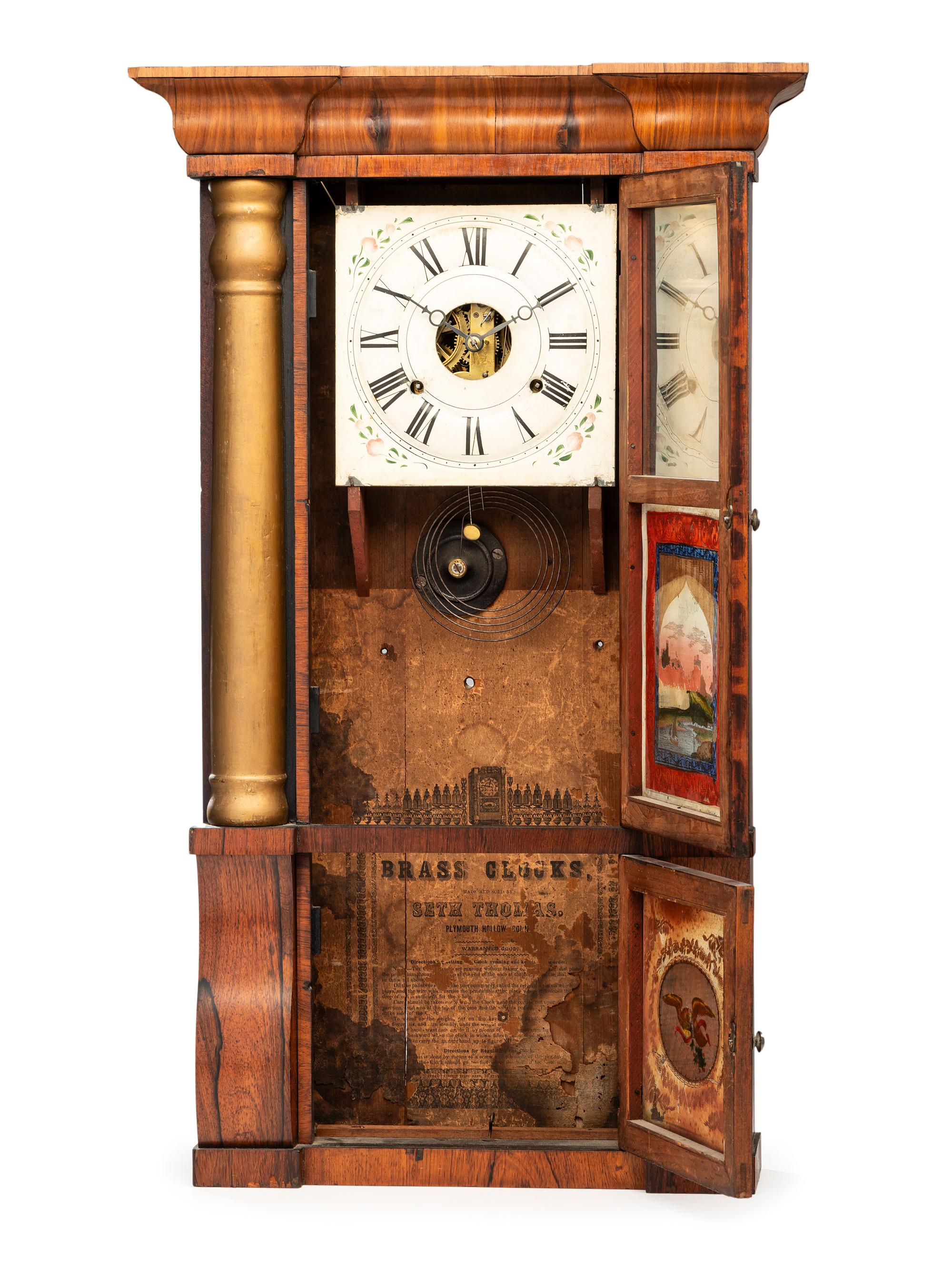 An American Eglomise Rosewood Mantel Clock