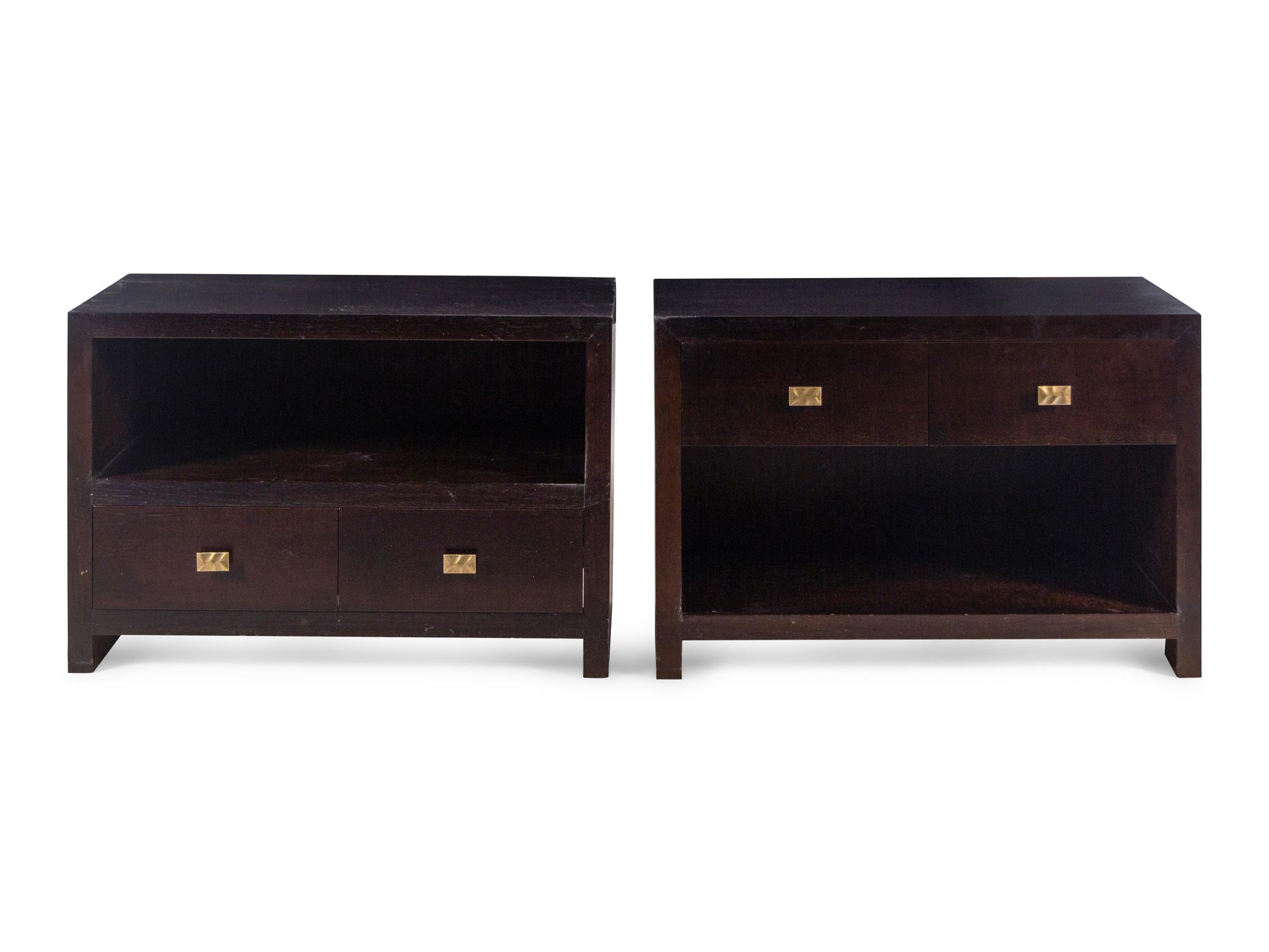 A Pair of Custom Bedside Tables Manufactured by Eurocraft, Inc.