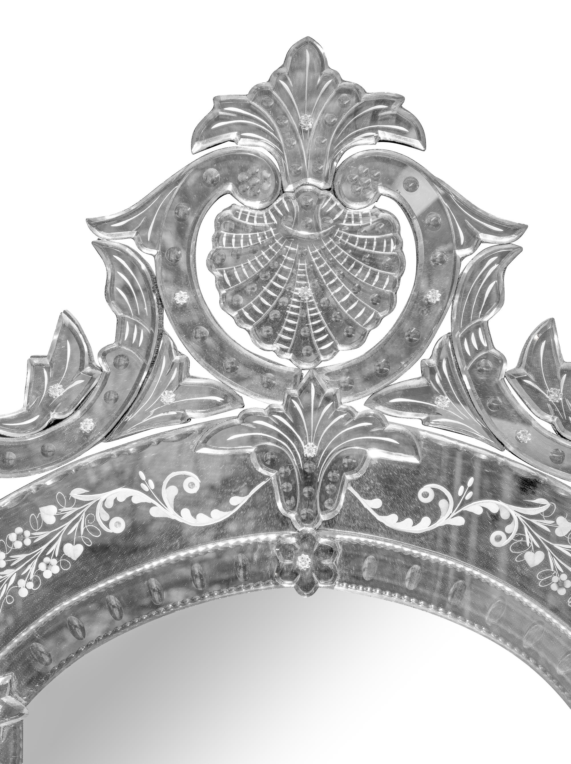 A Venetian Etched Glass Mirror