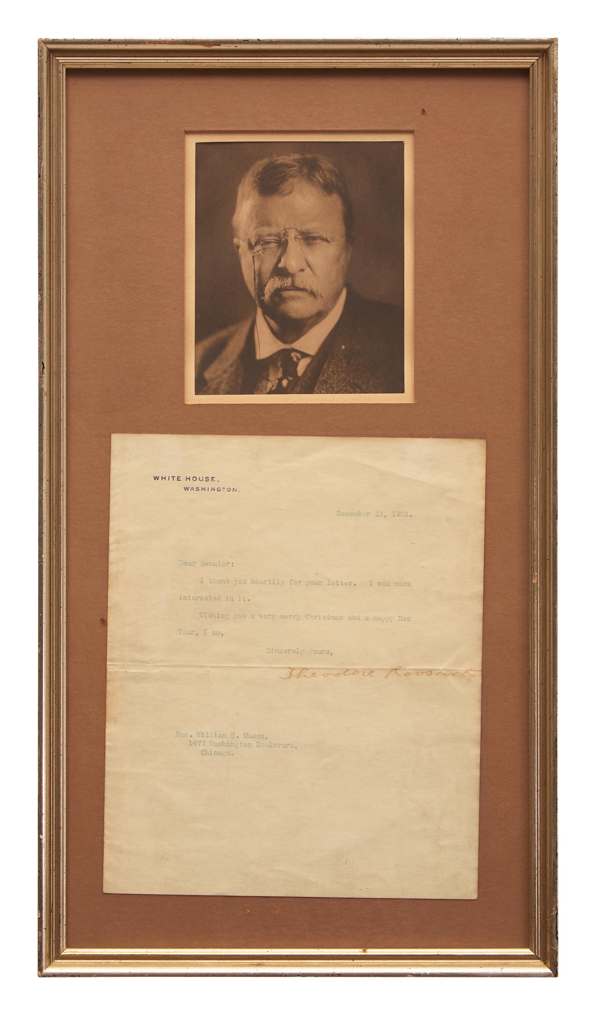 [Presidential] Roosevelt, Theodore. Typed letter, signed