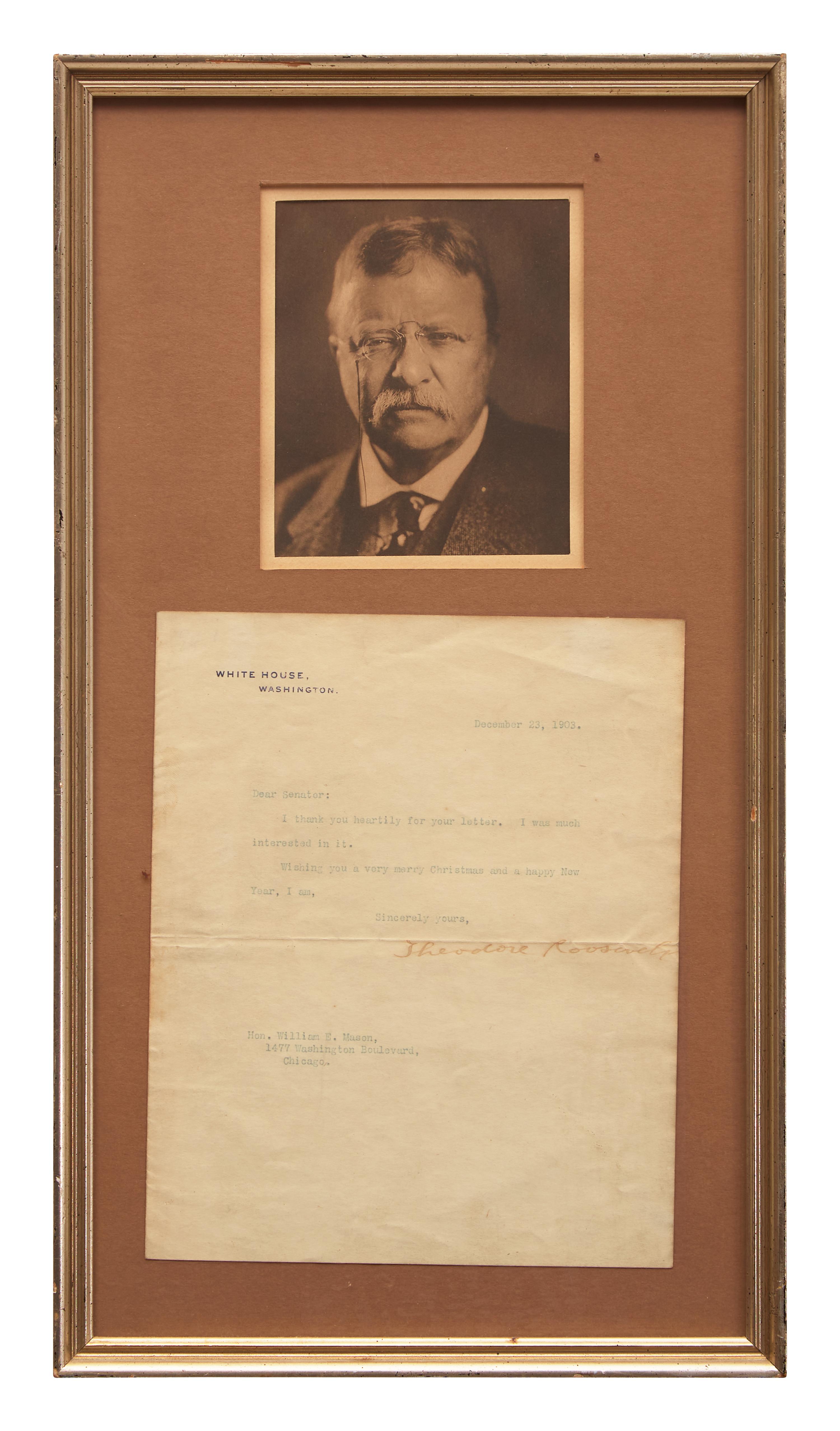 [Presidential] Roosevelt, Theodore. Typed letter, signed