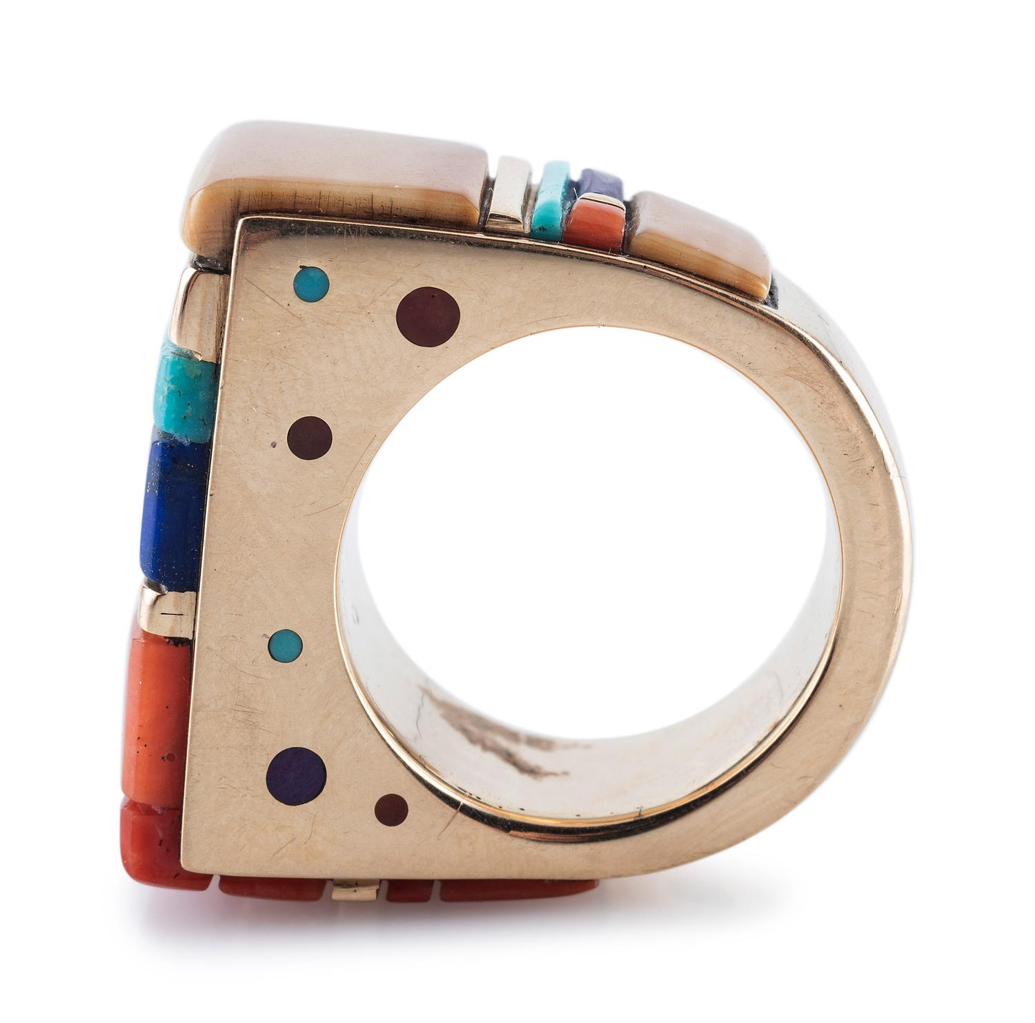 14K Gold and Mosaic Inlay Ring
