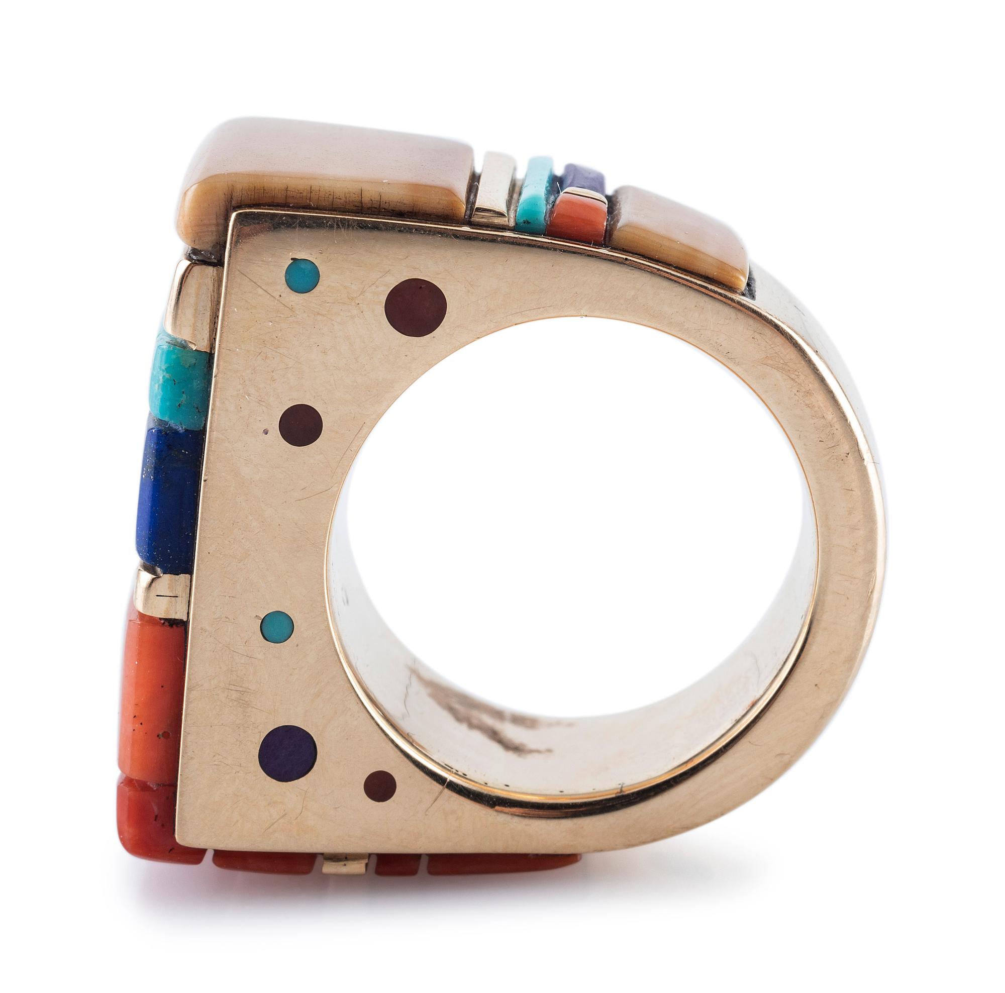 14K Gold and Mosaic Inlay Ring
