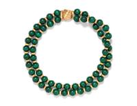 MALACHITE AND YELLOW GOLD BEAD NECKLACE