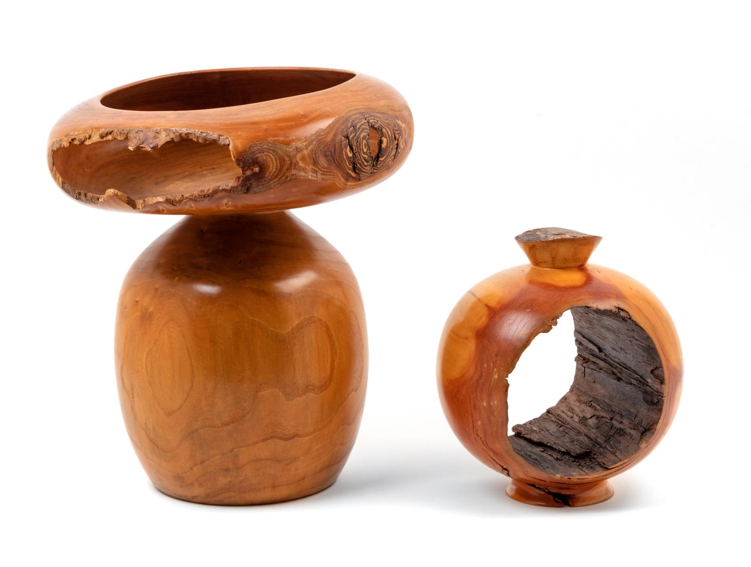 Two Turned Wood Vessels