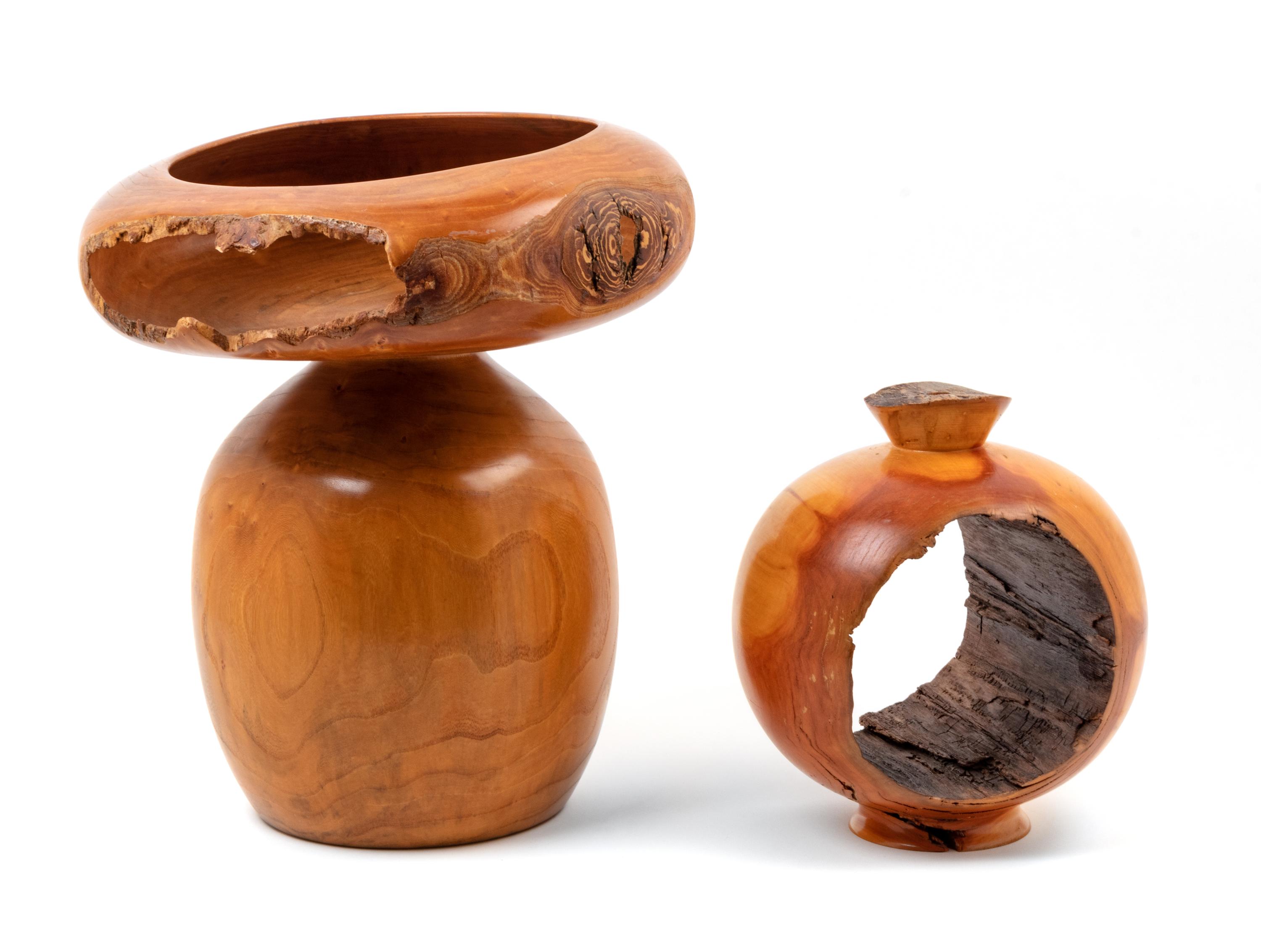 Two Turned Wood Vessels