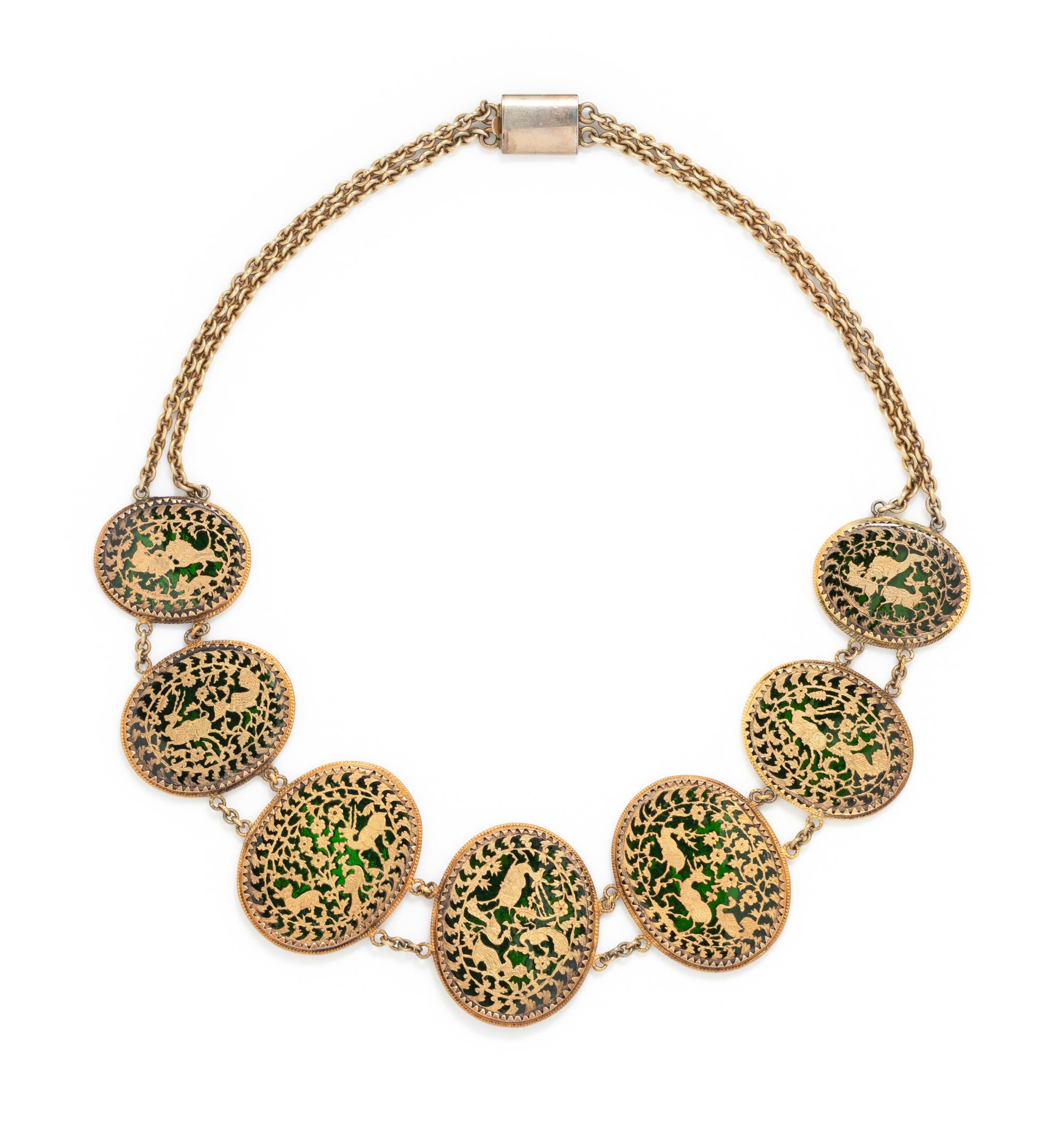 ANTIQUE, PERTABGHAR ENAMEL NECKLACE