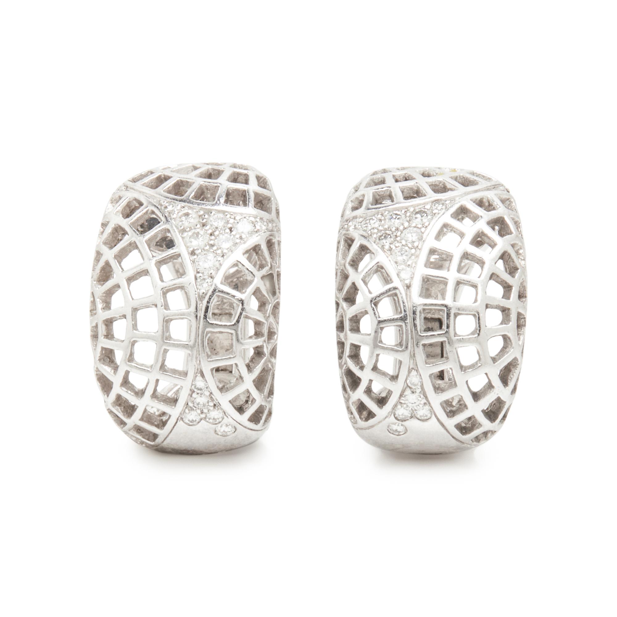 CARTIER, WHITE GOLD AND DIAMOND HUGGIE HOOP EARRINGS