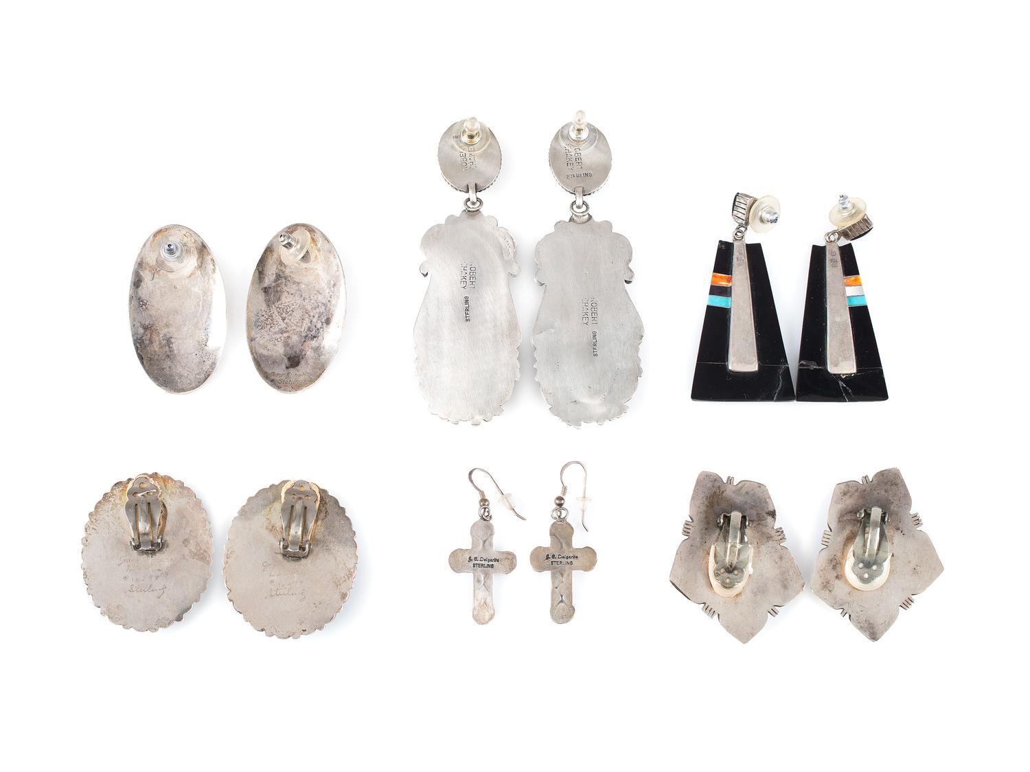 Navajo and Southwestern-style Silver and Jet Earrings
