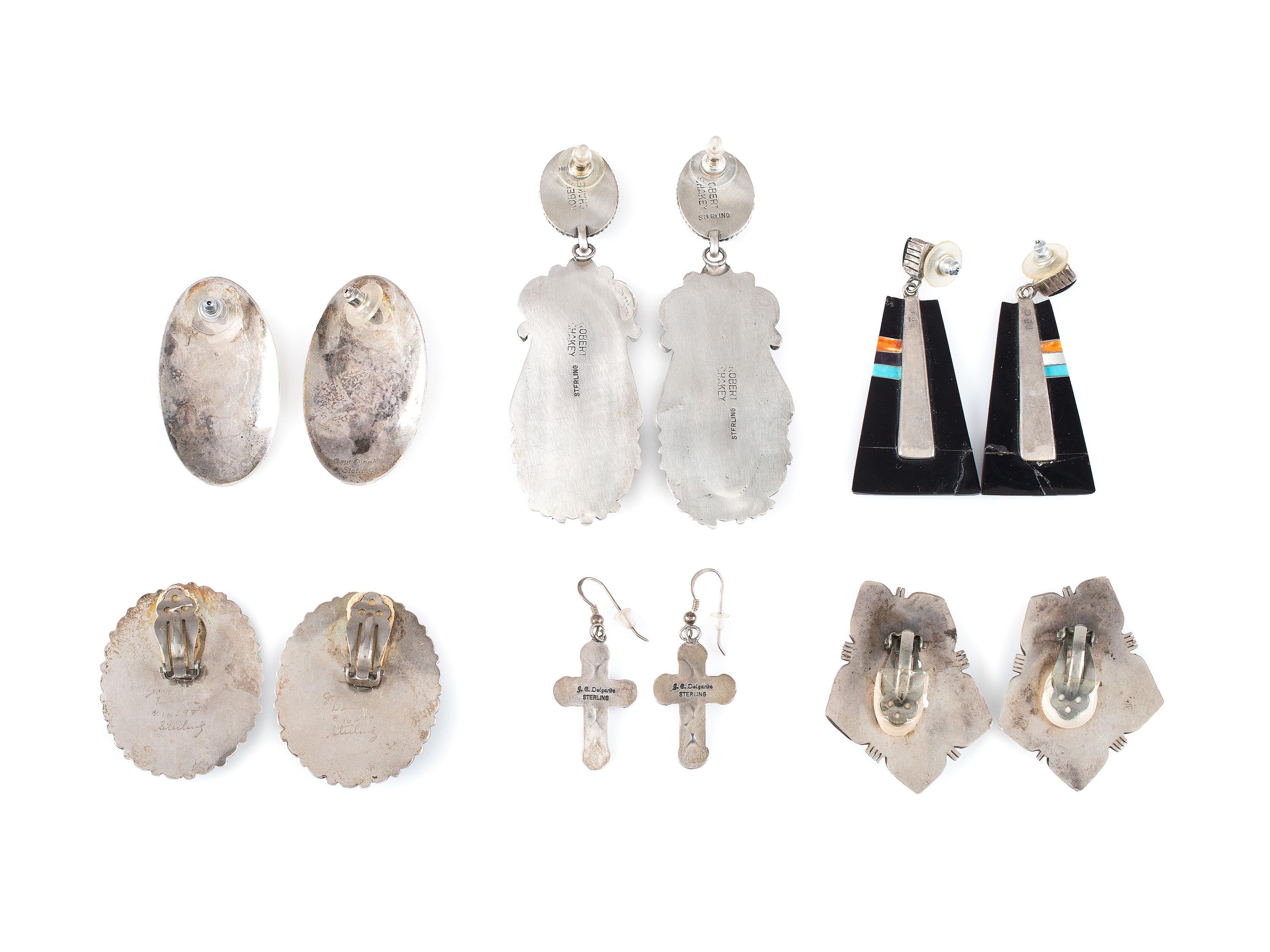 Navajo and Southwestern-style Silver and Jet Earrings
