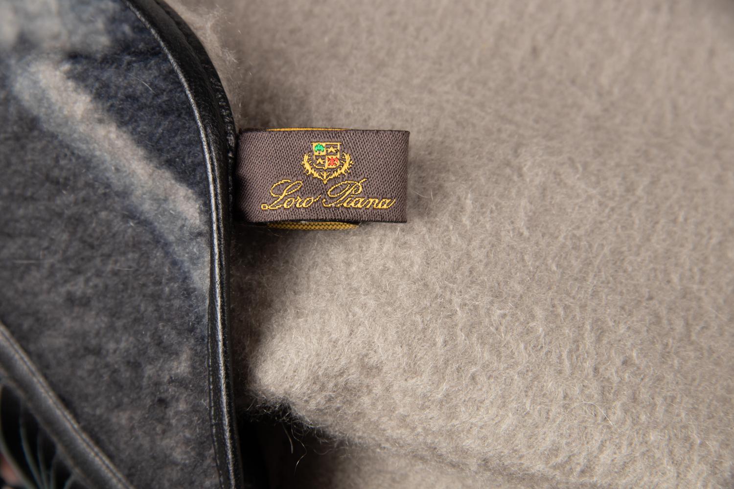 Loro Piana Lambskin Leather Trimmed Cashmere Shawl