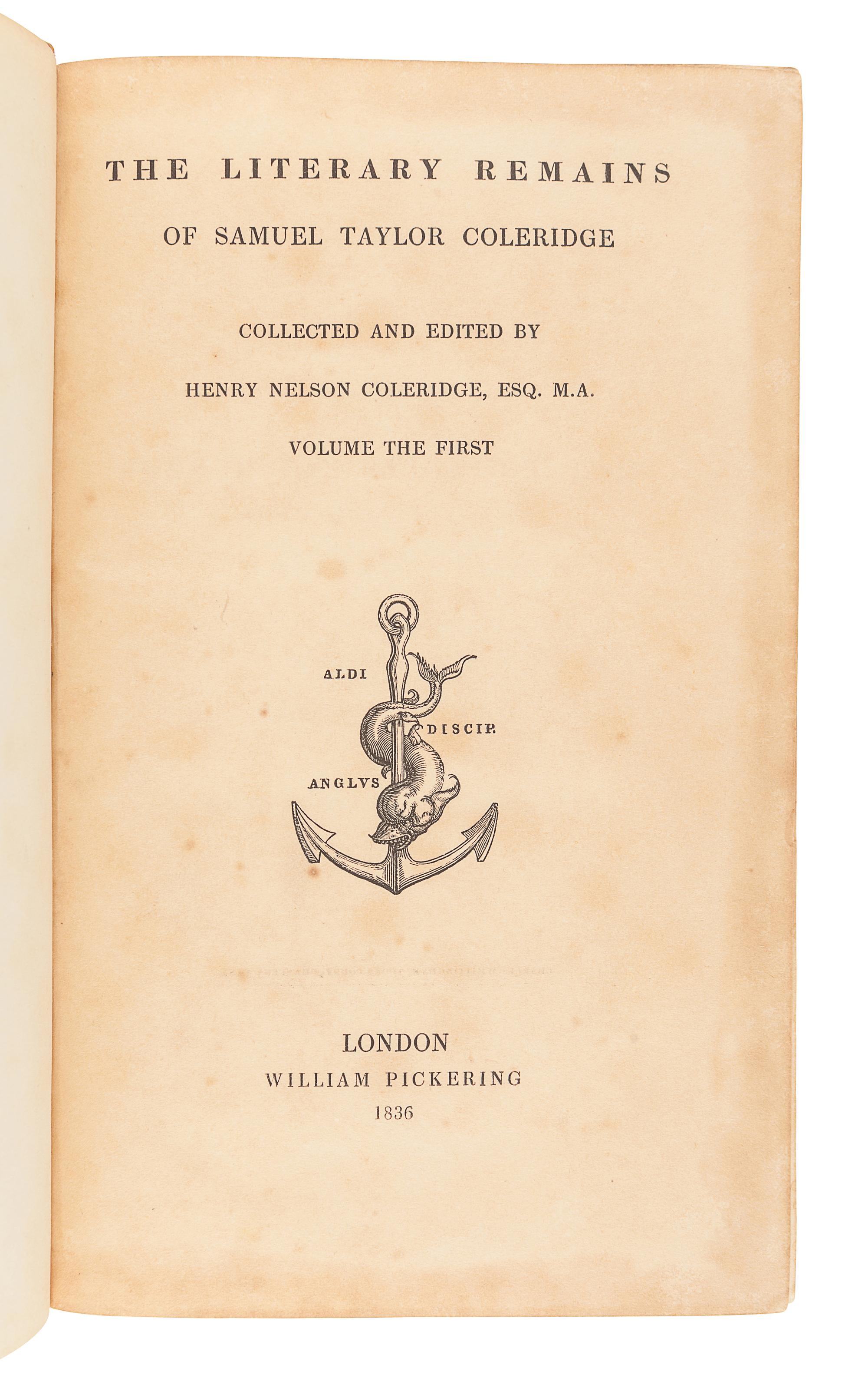 COLERIDGE, Samuel Taylor (1772-1834). Christabel: Kubla Khan, A Vision; The Pains of Sleep . London: William Bulmer and Co. for John Murray, 1816.