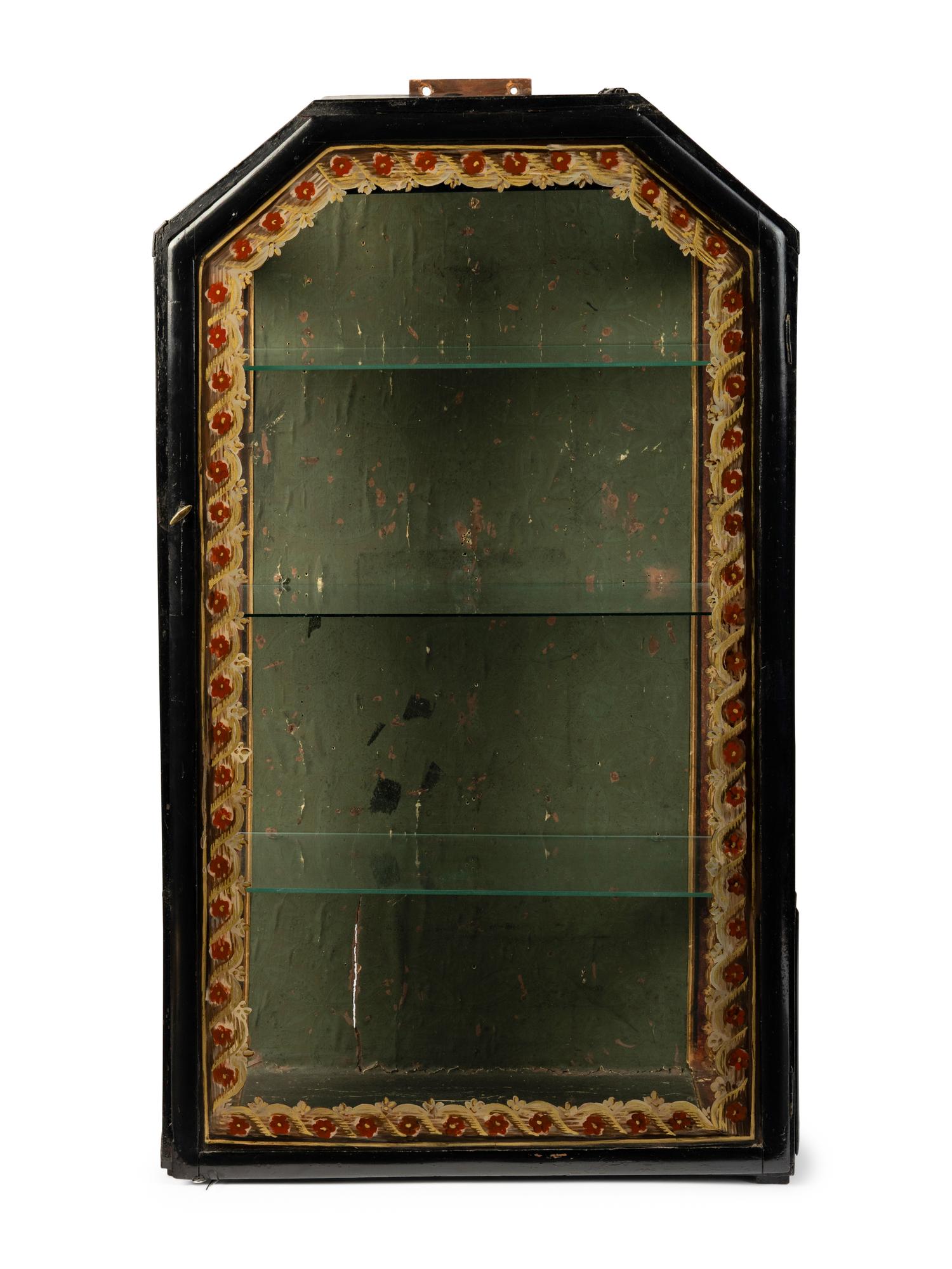 A Reverse Painted Glass Hanging Vitrine