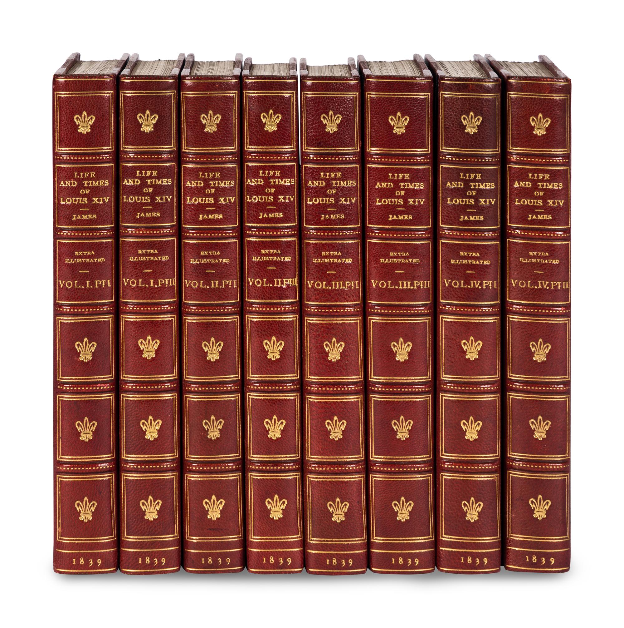 [BINDINGS]. JAMES, George Payne Rainsford ("G.P.R. James") (1799-1860). The Life and Times of Louis the Fourteenth . London: Richard Bentley, 1838-1839.