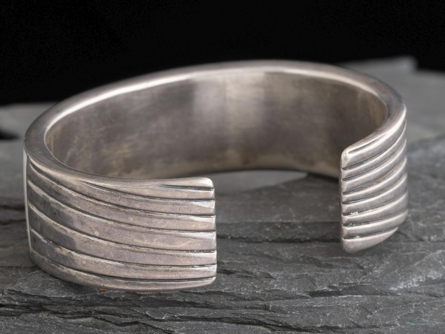 Zuni Silver and Mother of Pearl Inlay Cuff Bracelet
