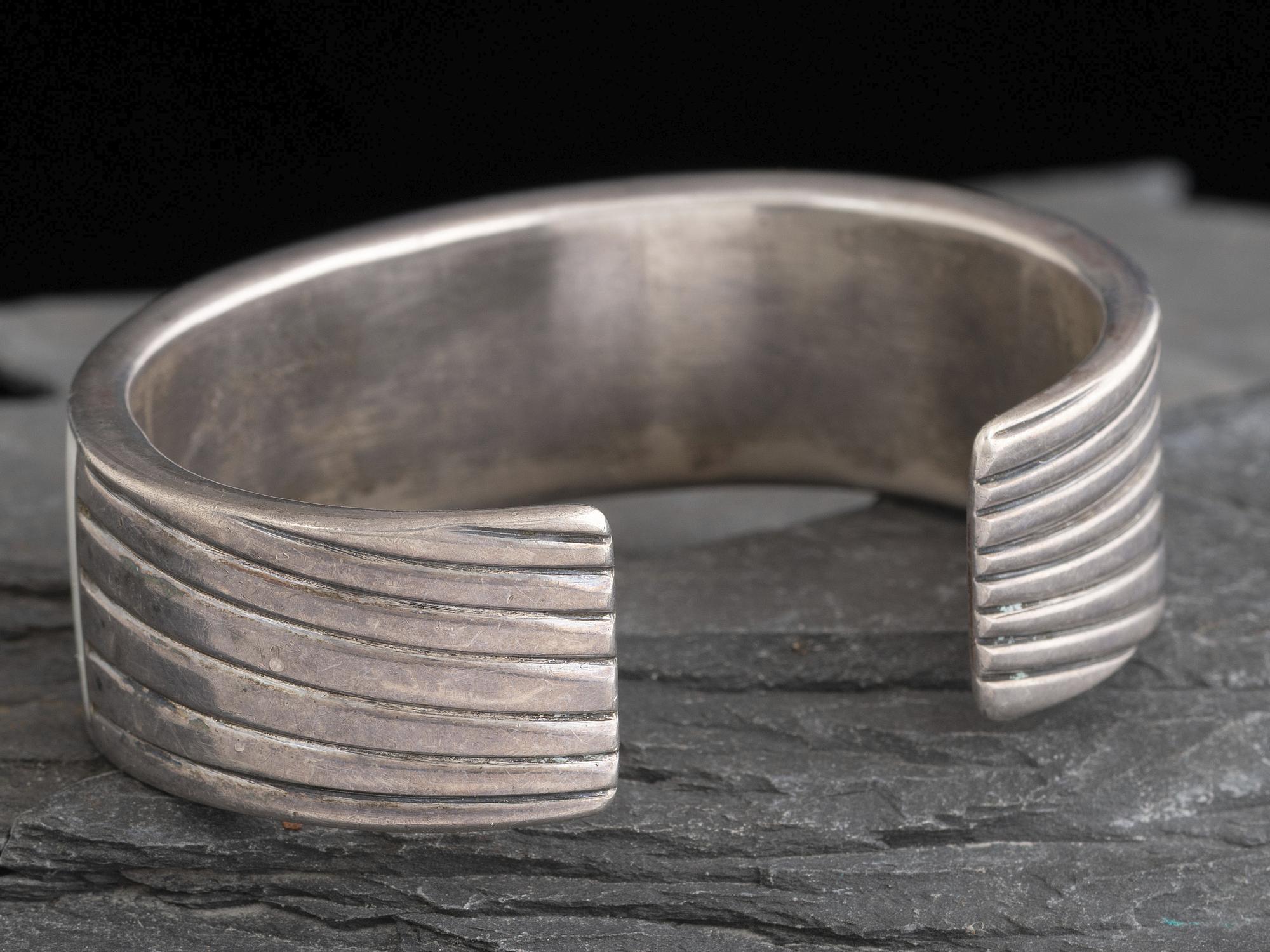 Zuni Silver and Mother of Pearl Inlay Cuff Bracelet