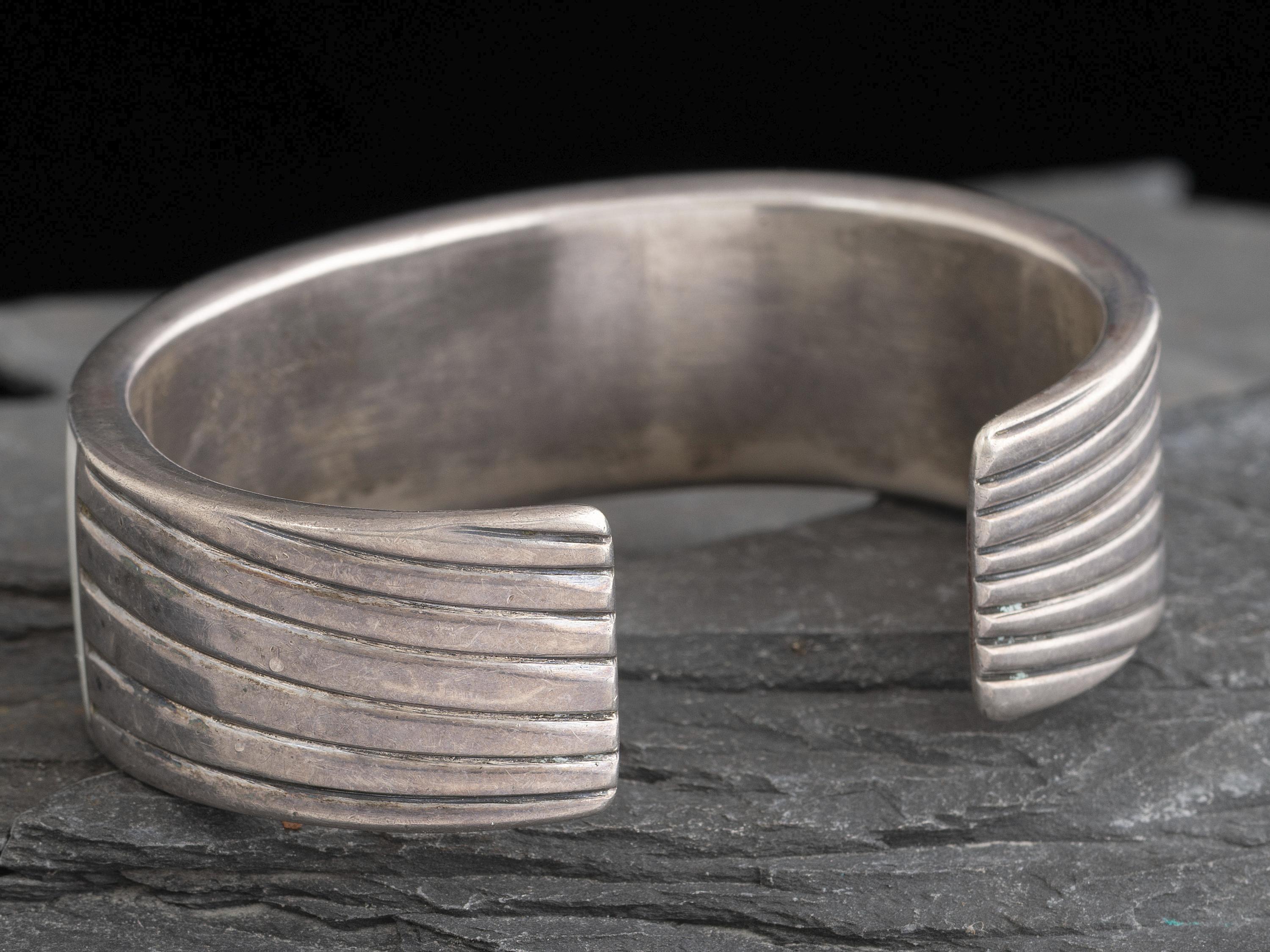 Zuni Silver and Mother of Pearl Inlay Cuff Bracelet