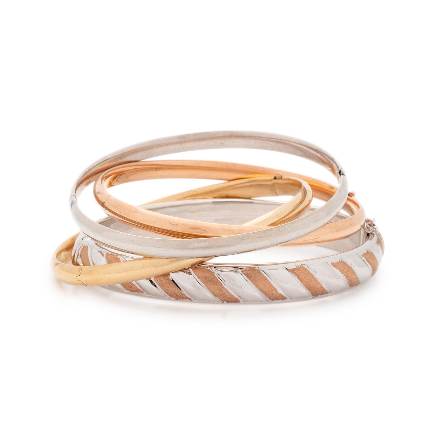 COLLECTION OF GOLD BANGLES