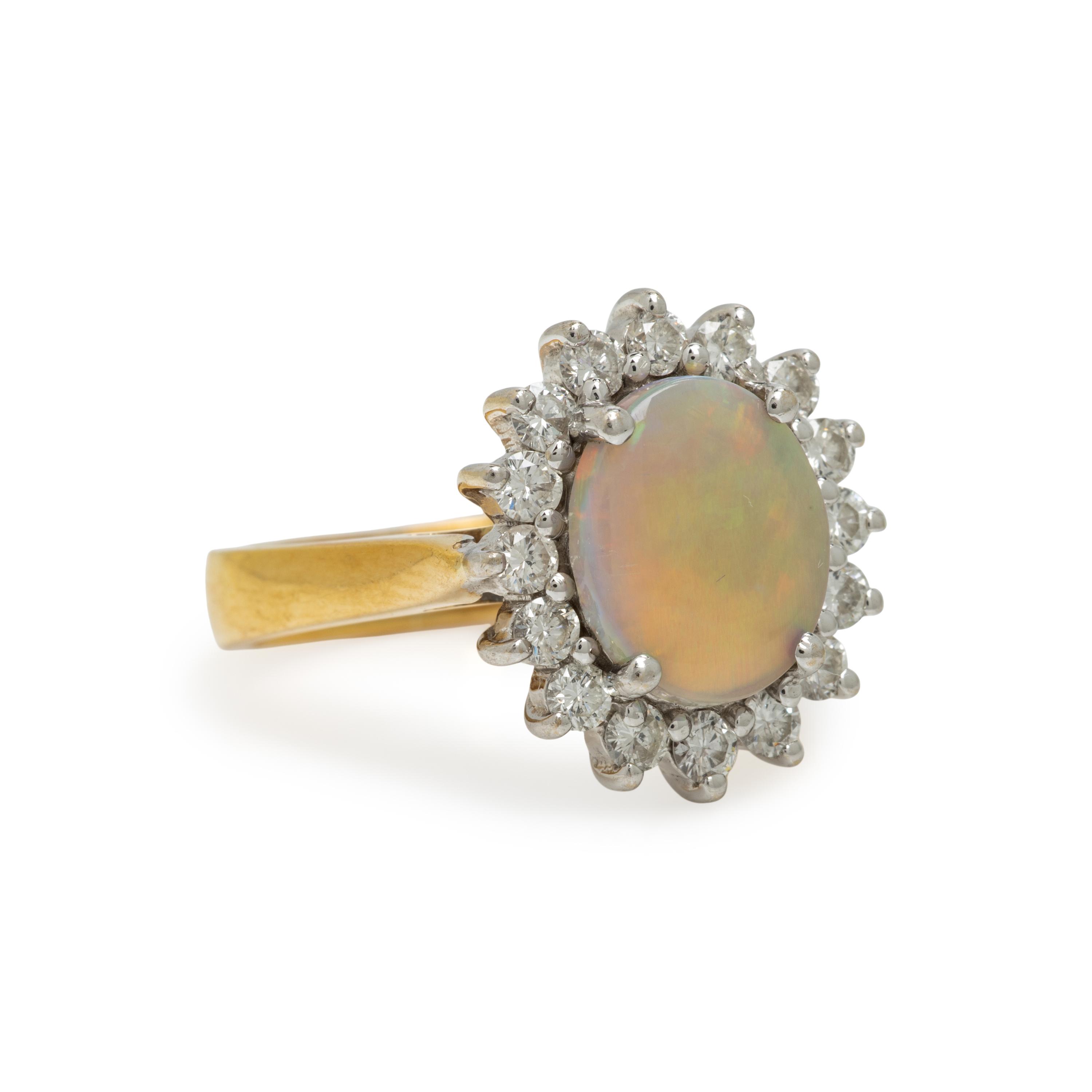 Opal Doublet and Diamond Ring